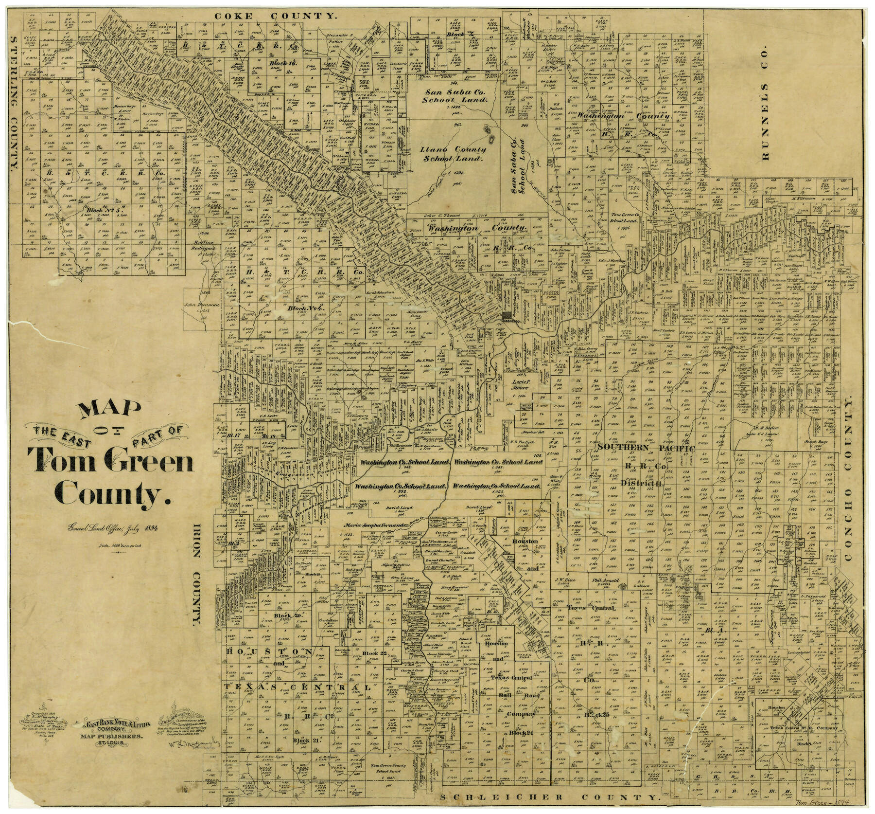 4083, Map of the East Part of Tom Green County, General Map Collection