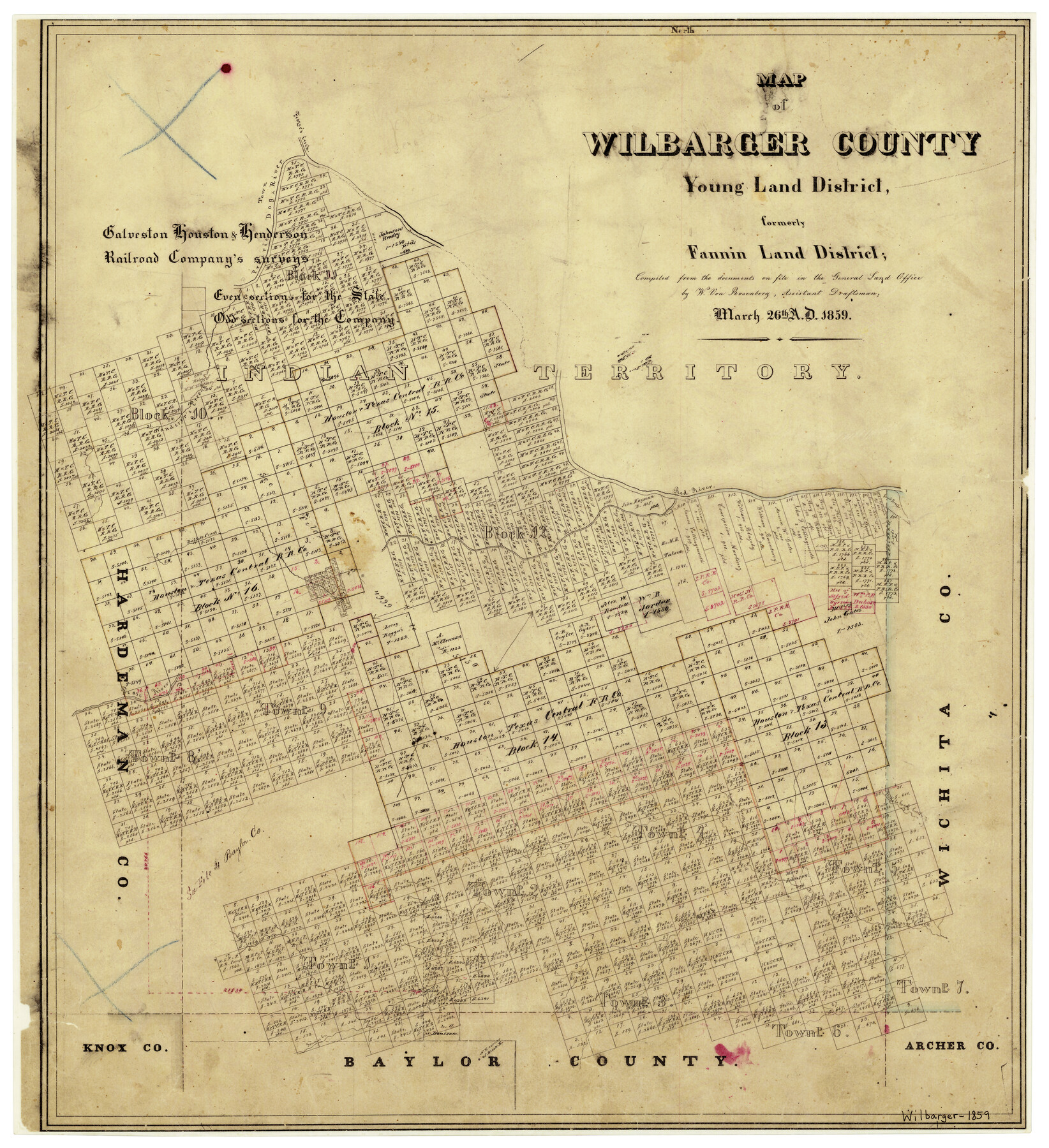 4146, Map of Wilbarger County Young Land District formerly Fannin Land District, General Map Collection