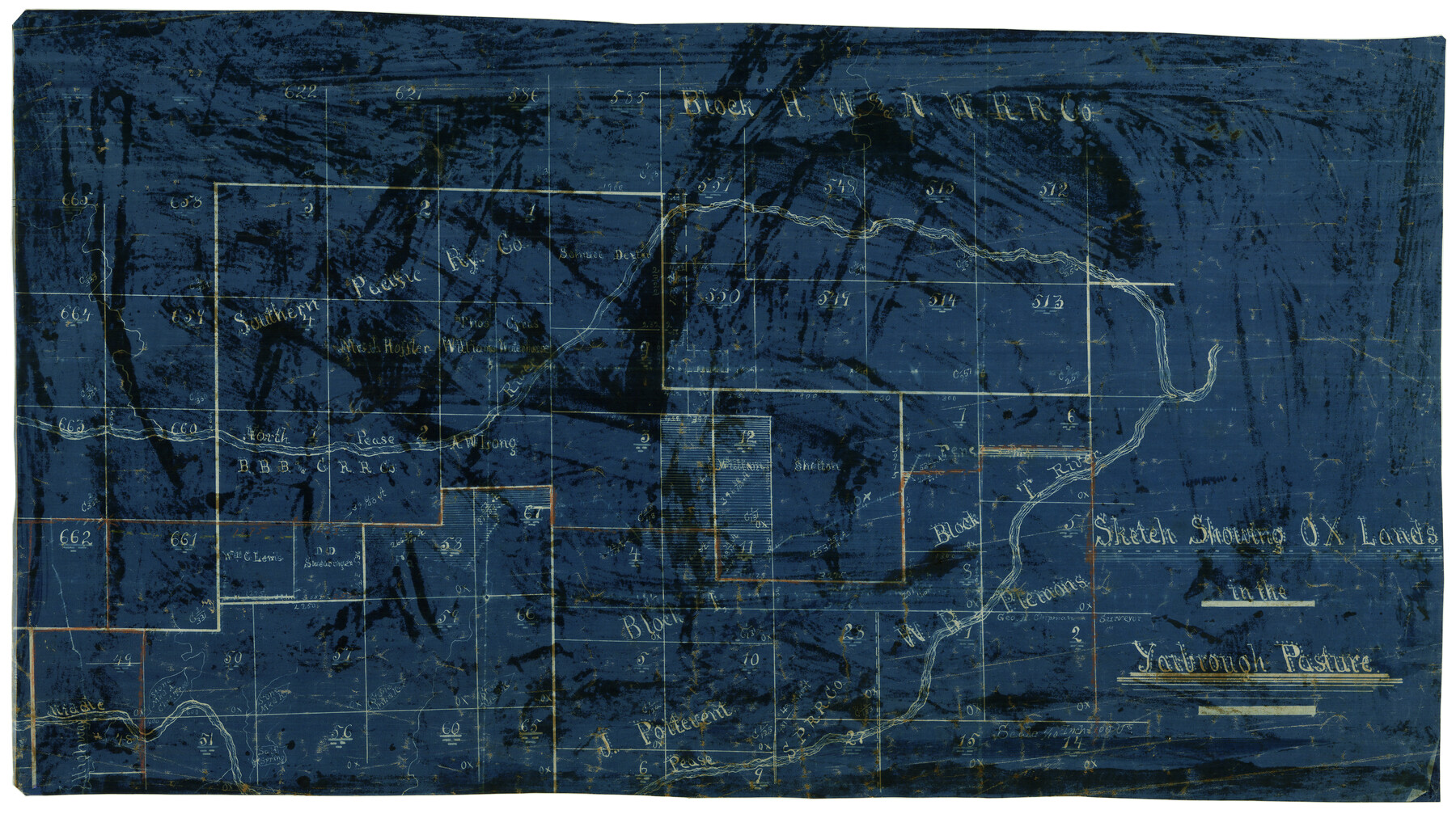 4433, Sketch showing OX lands in the Yarbrough Pasture, Maddox Collection
