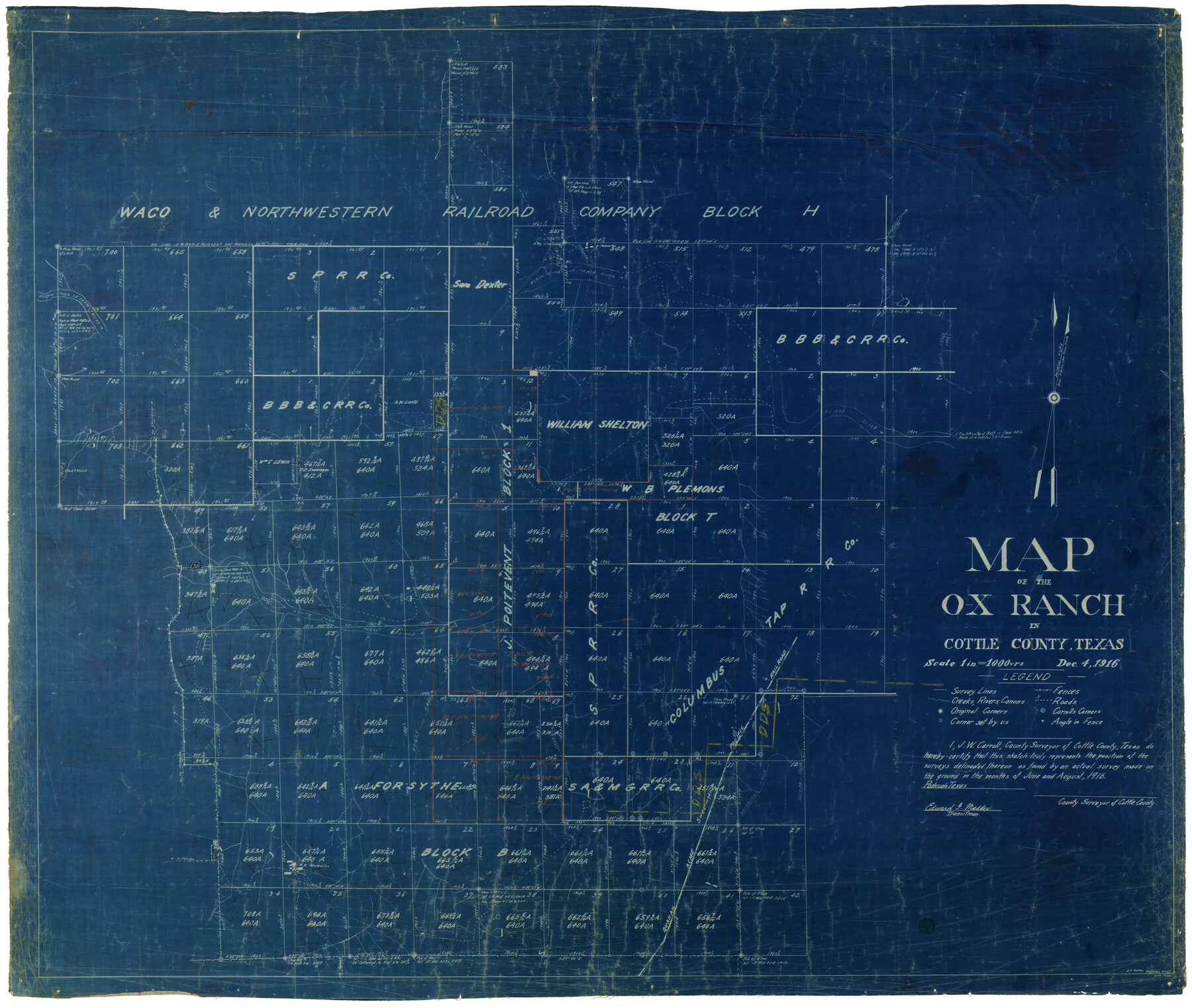 4438, Map of the O-X Ranch in Cottle County, Texas, Maddox Collection
