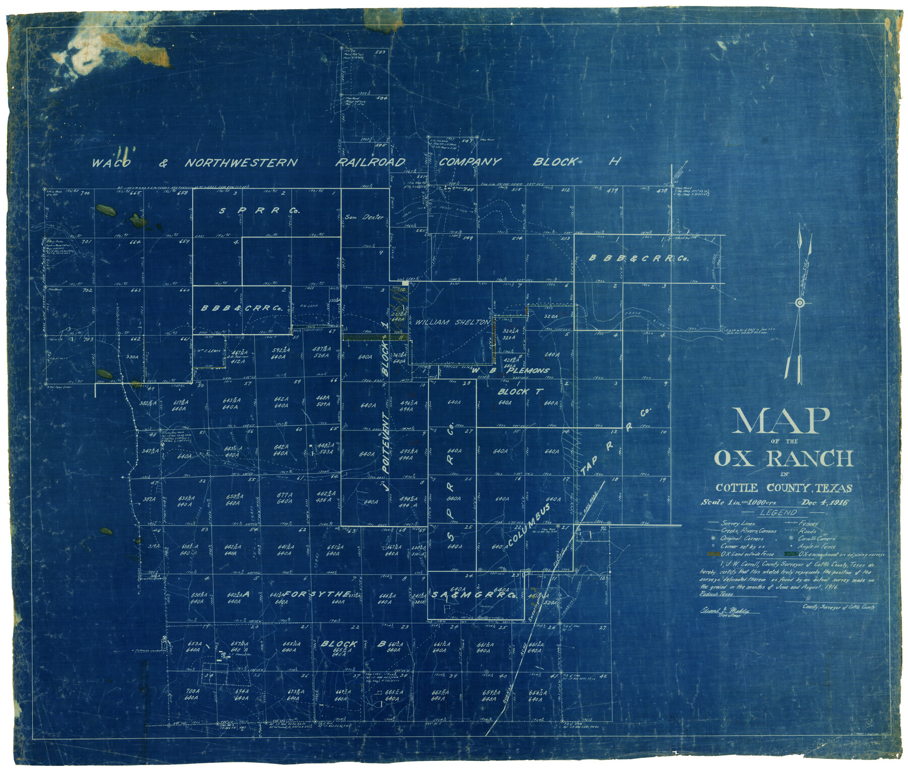 4439, Map of the O-X Ranch in Cottle County, Texas, Maddox Collection
