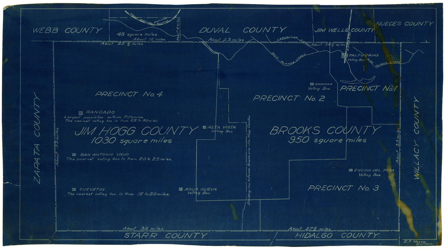 4497, [Sketch showing voting precincts in Jim Hogg and Brooks Counties], Maddox Collection