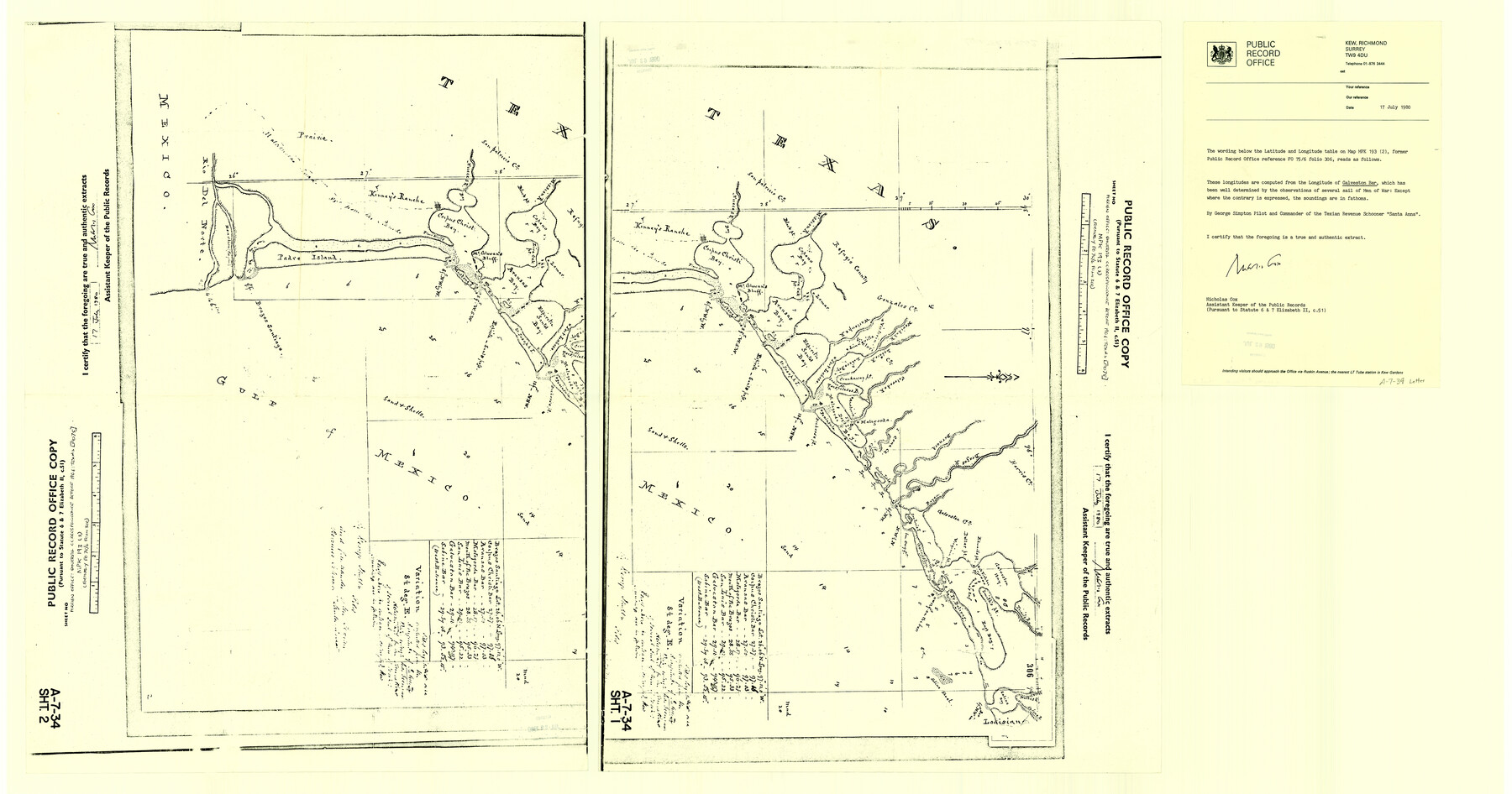 4662, [Old Coastal Chart of Texas Coast showing passes with depth readings], General Map Collection
