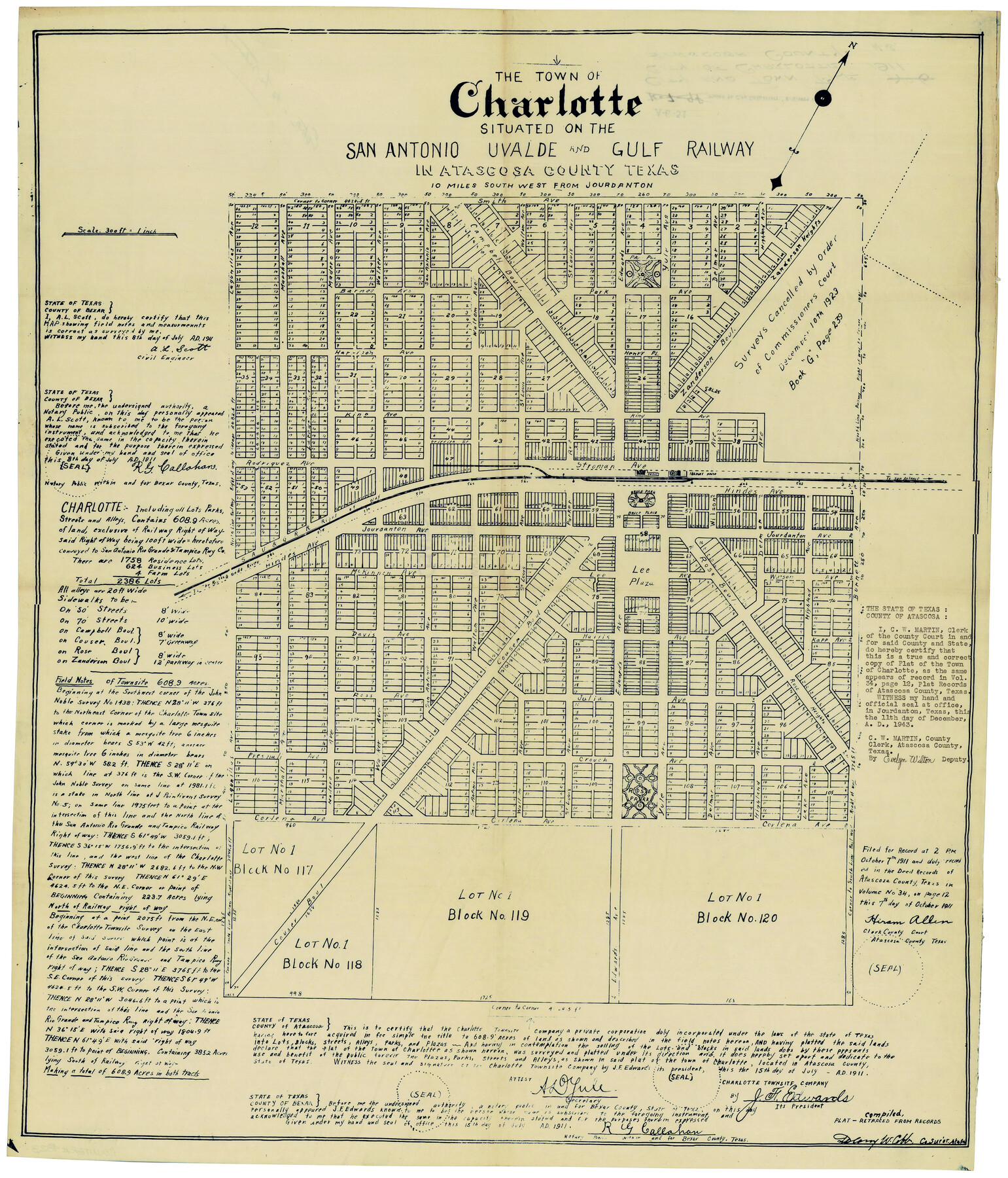 4823, The Town of Charlotte Situated on the San Antonio, Uvalde and Gulf Railway in Atascosa County, Texas, General Map Collection