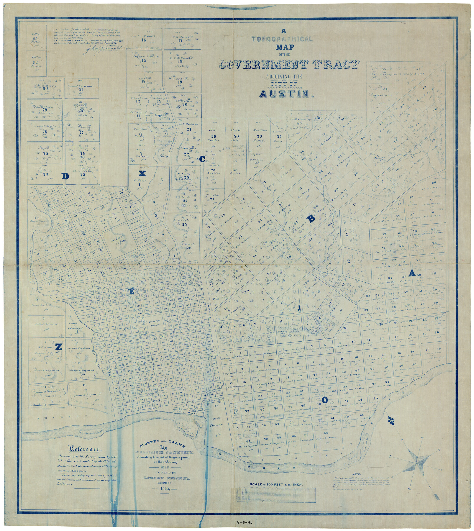4833, A Topographical Map of the Government Tract Adjoining the City of Austin, General Map Collection
