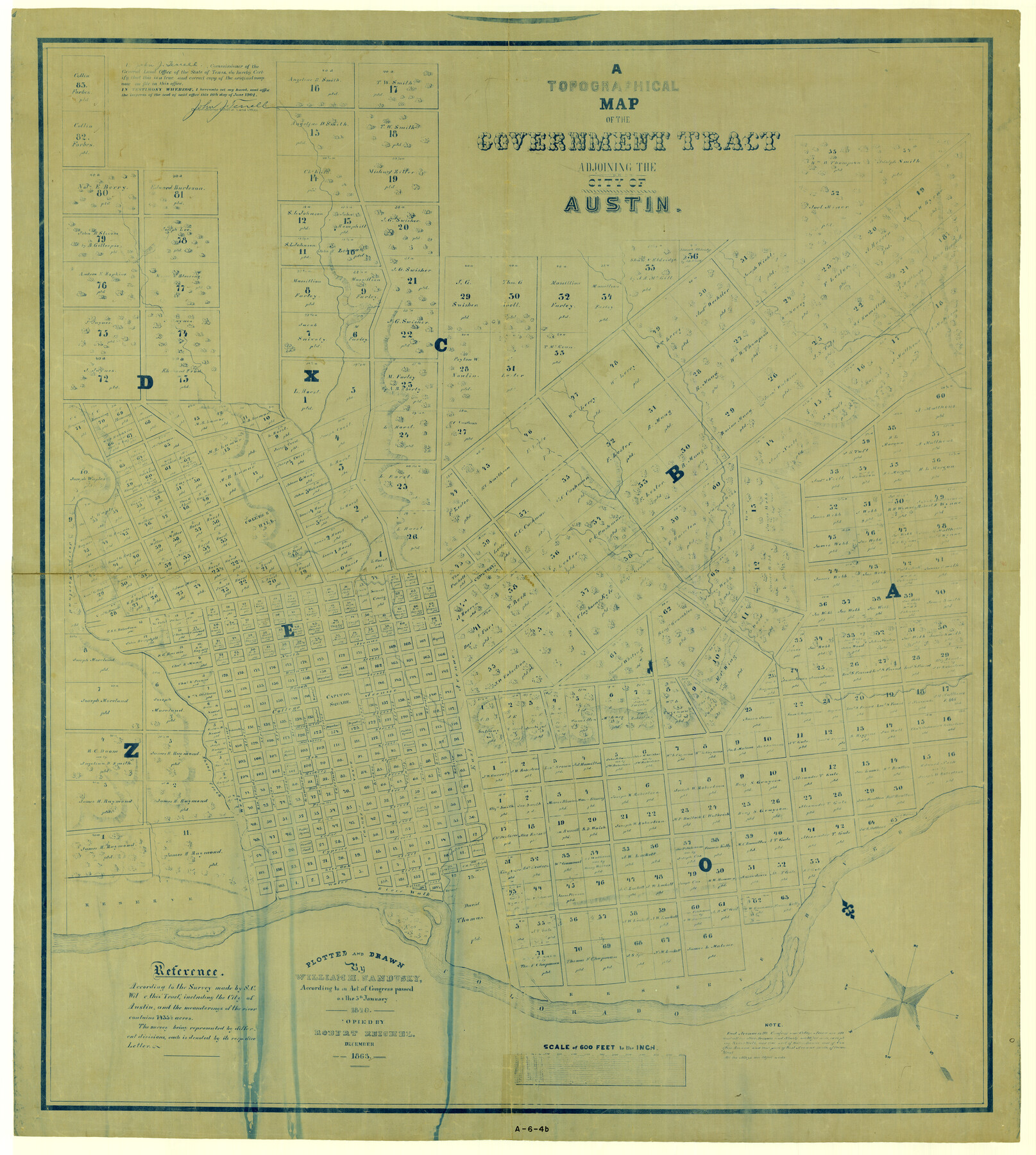 4833, A Topographical Map of the Government Tract Adjoining the City of Austin, General Map Collection