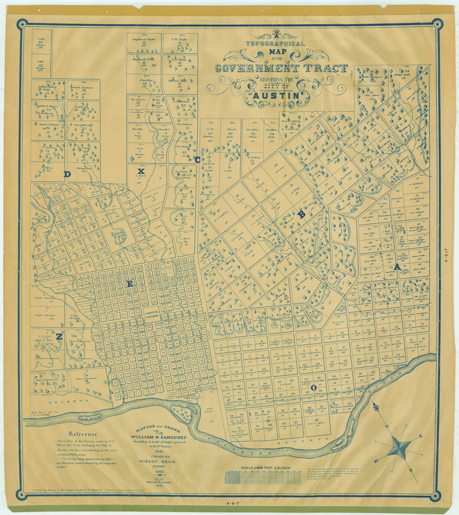 4842, A Topographical Map of the Government Tract Adjoining the City of Austin, General Map Collection