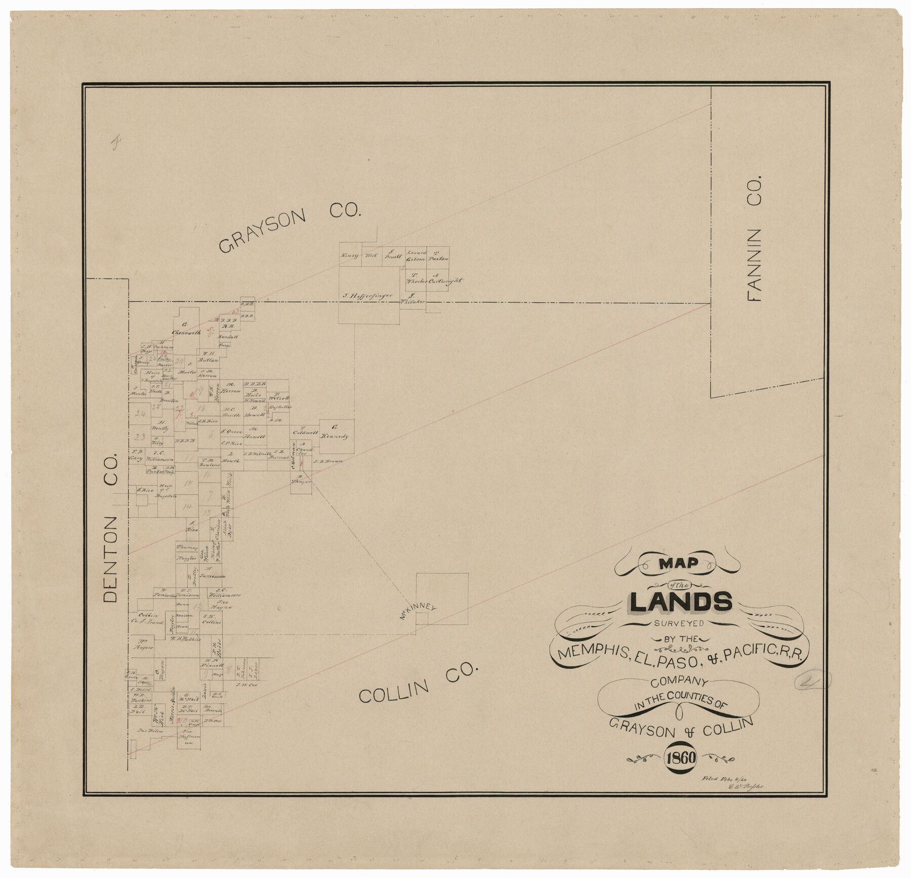 4846, Map of the Lands Surveyed by the Memphis, El Paso & Pacific R.R. Company, General Map Collection