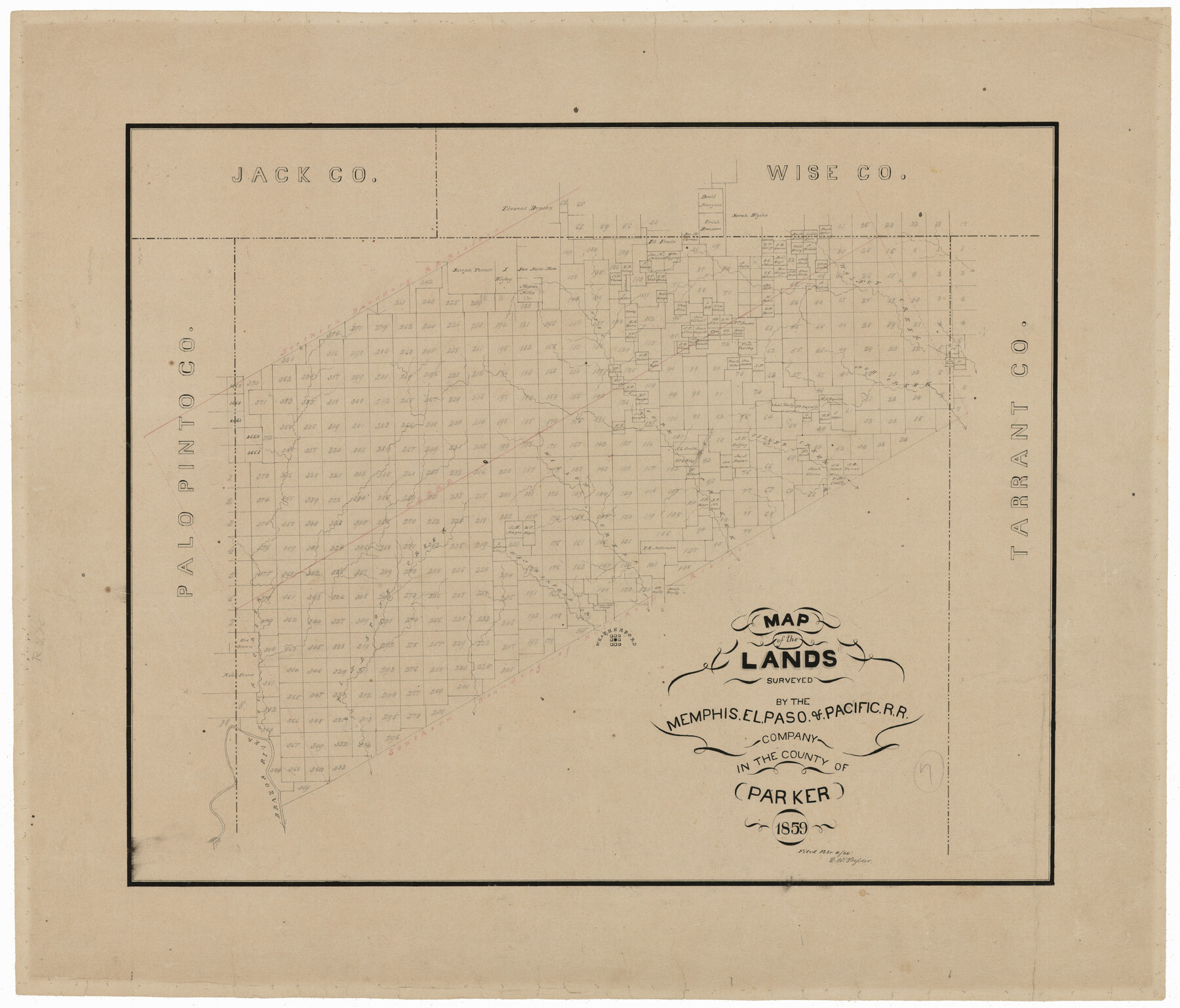 4847, Map of the Lands Surveyed by the Memphis, El Paso & Pacific R.R. Company, General Map Collection