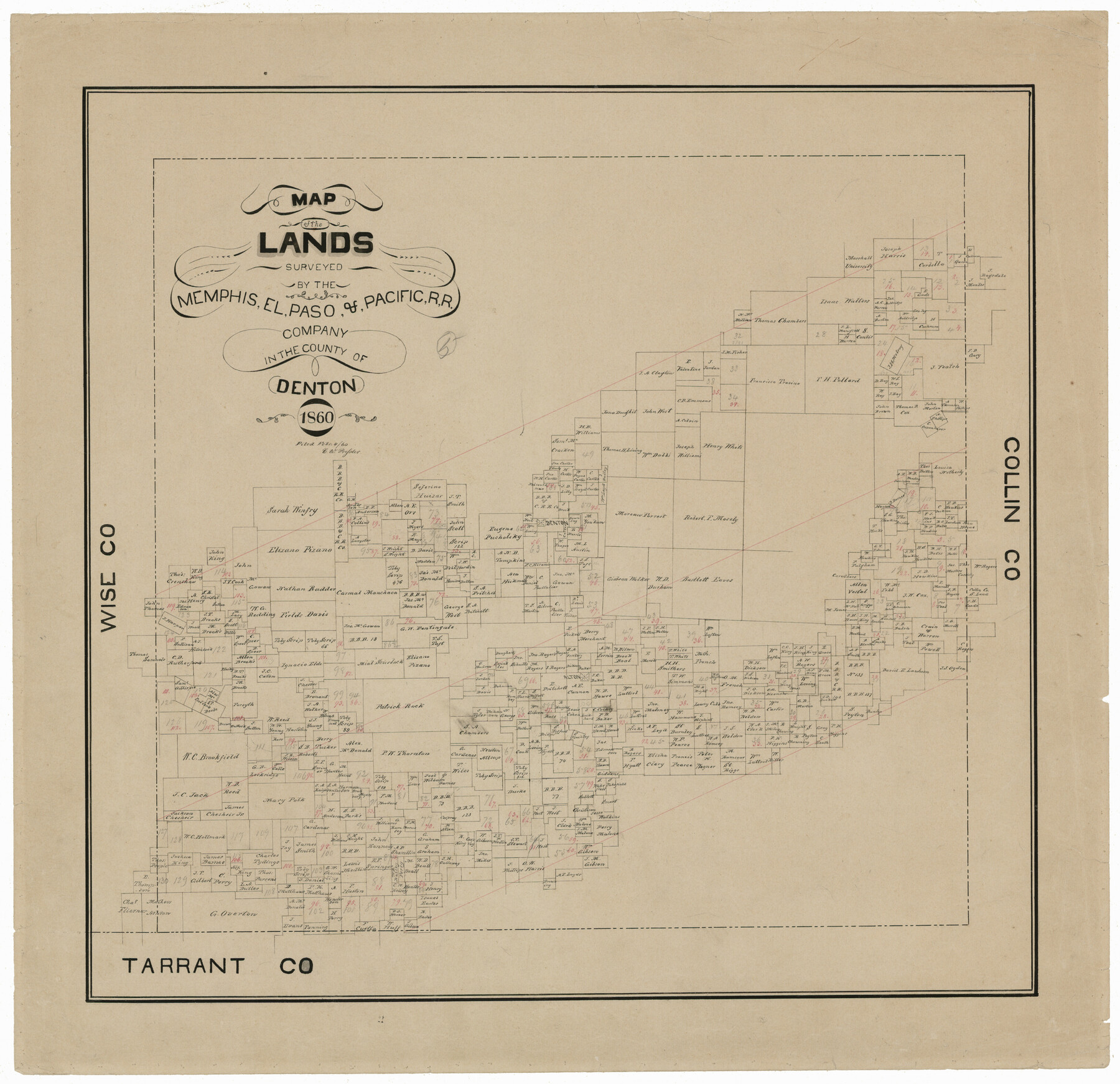 4848, Map of the Lands Surveyed by the Memphis, El Paso & Pacific R.R. Company, General Map Collection

