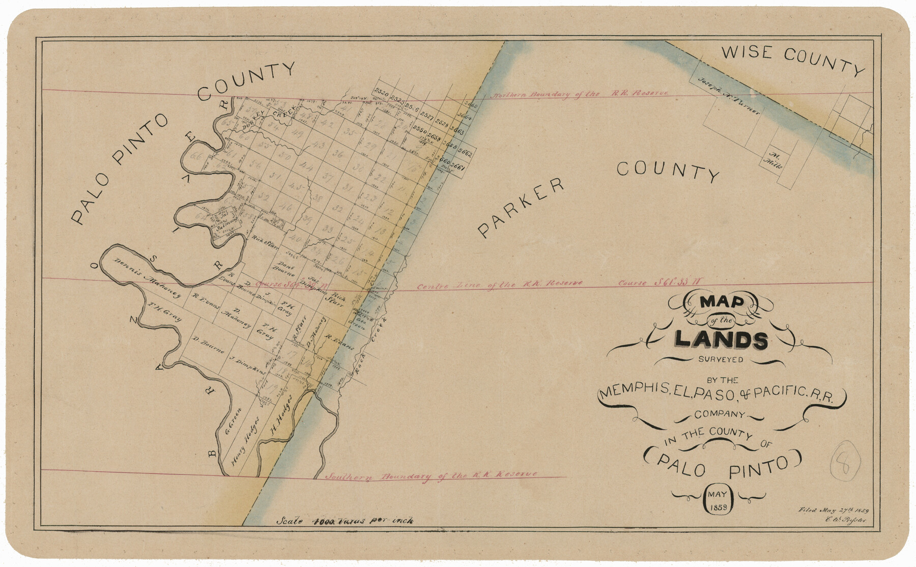4850, Map of the Lands Surveyed by the Memphis, El Paso & Pacific R.R. Company, General Map Collection