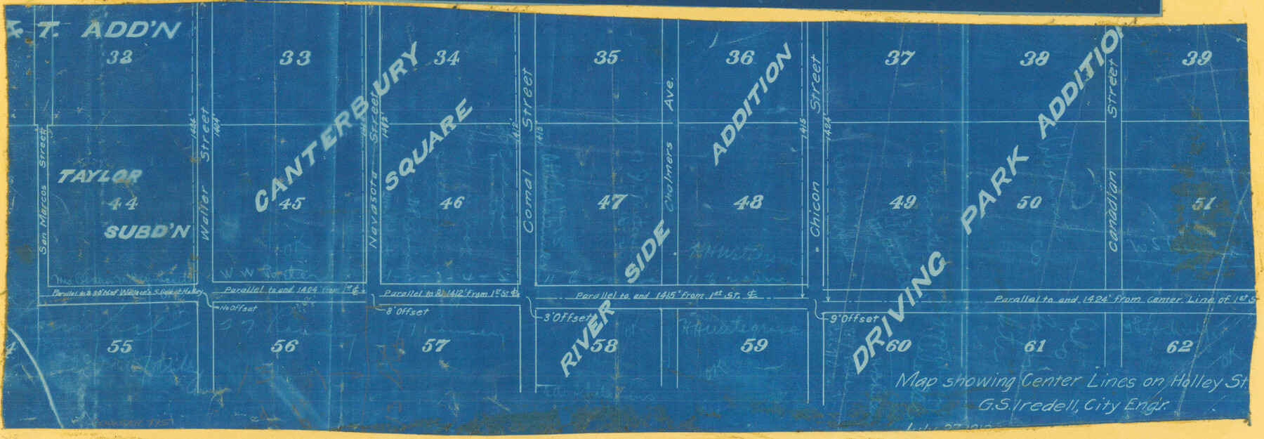 495, Map showing Center Lines on Holley St., Maddox Collection