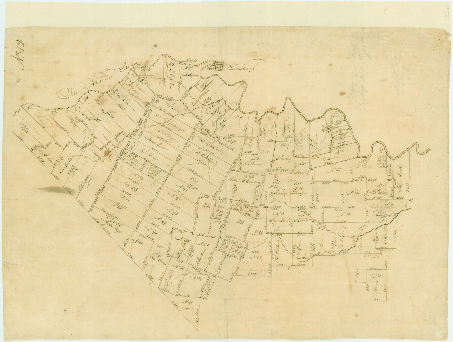 50, [Surveys in Austin's Colony south of the San Antonio Road and west of the Colorado River], General Map Collection