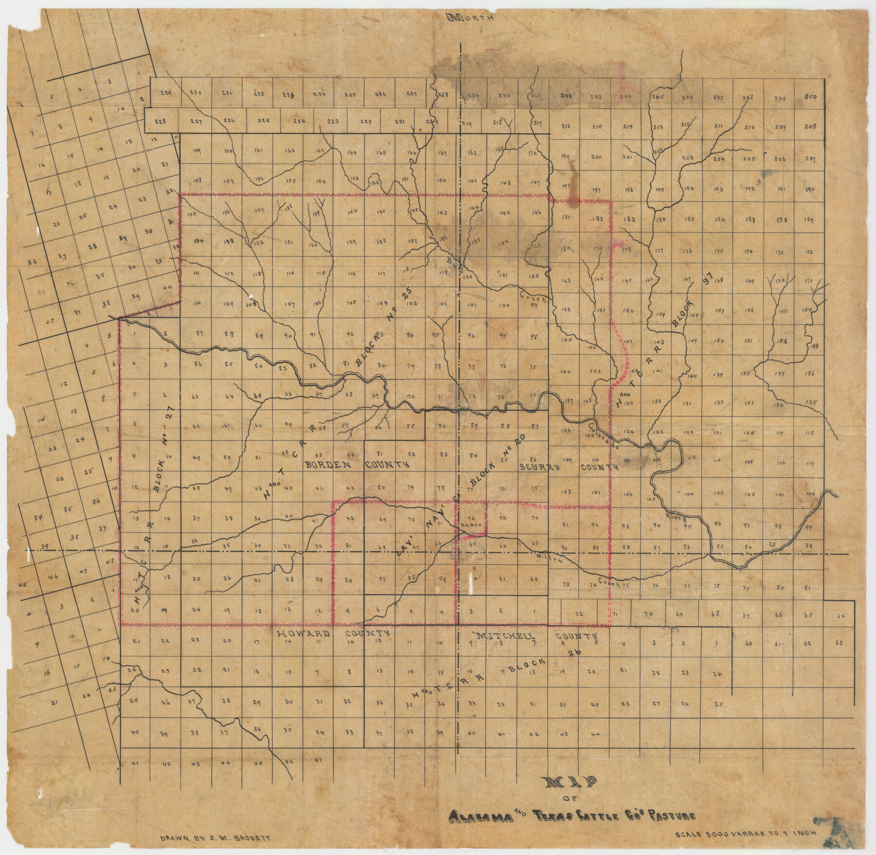 5064, Map of Alabama and Texas Cattle Co's Pasture, Maddox Collection