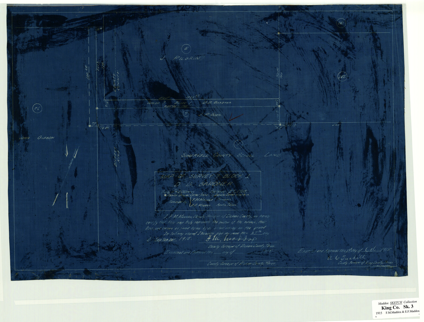 5067, Map of Survey 7, Block 1, D.B. Gardner, Maddox Collection
