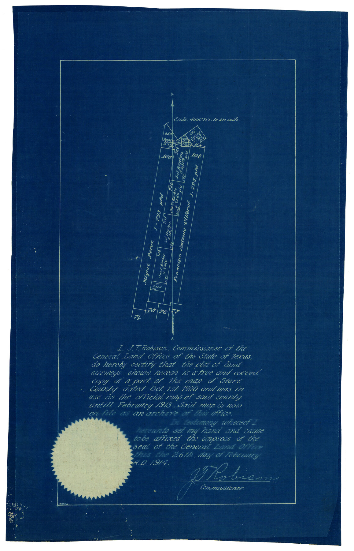 5074, [Sketch of surveys between Miguel Perez and Francisco Antonio Villareal grants, Starr County], Maddox Collection