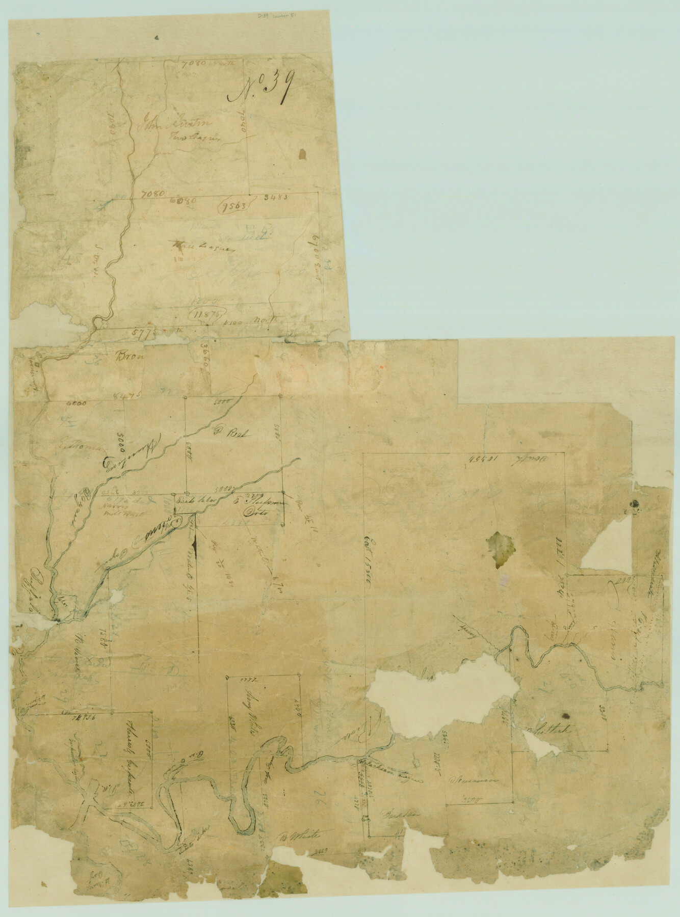 51, [Surveys in Austin's Colony along Buffalo Bayou and the San Jacinto River], General Map Collection