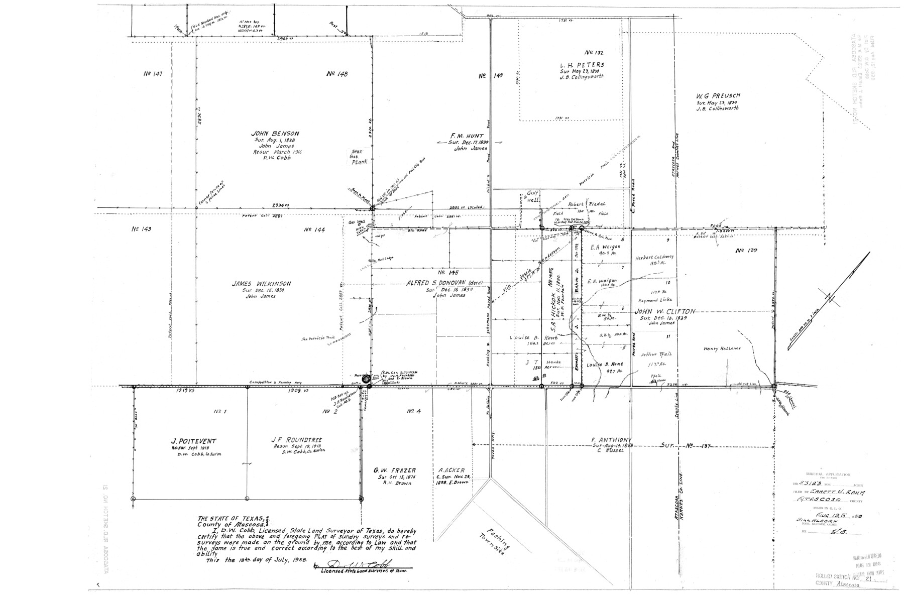 5100, Atascosa County Rolled Sketch 21, General Map Collection