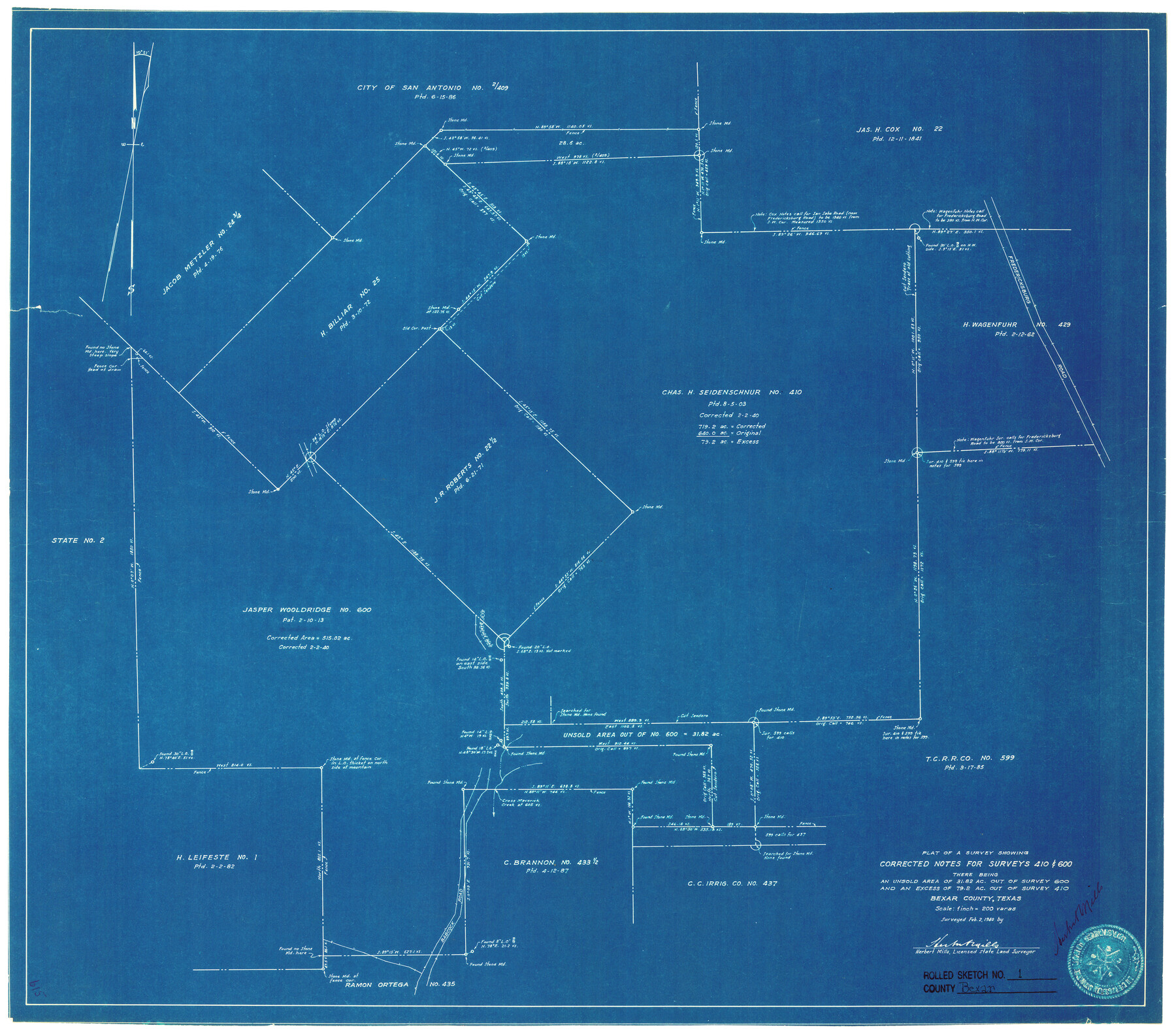 5134, Bexar County Rolled Sketch 1, General Map Collection
