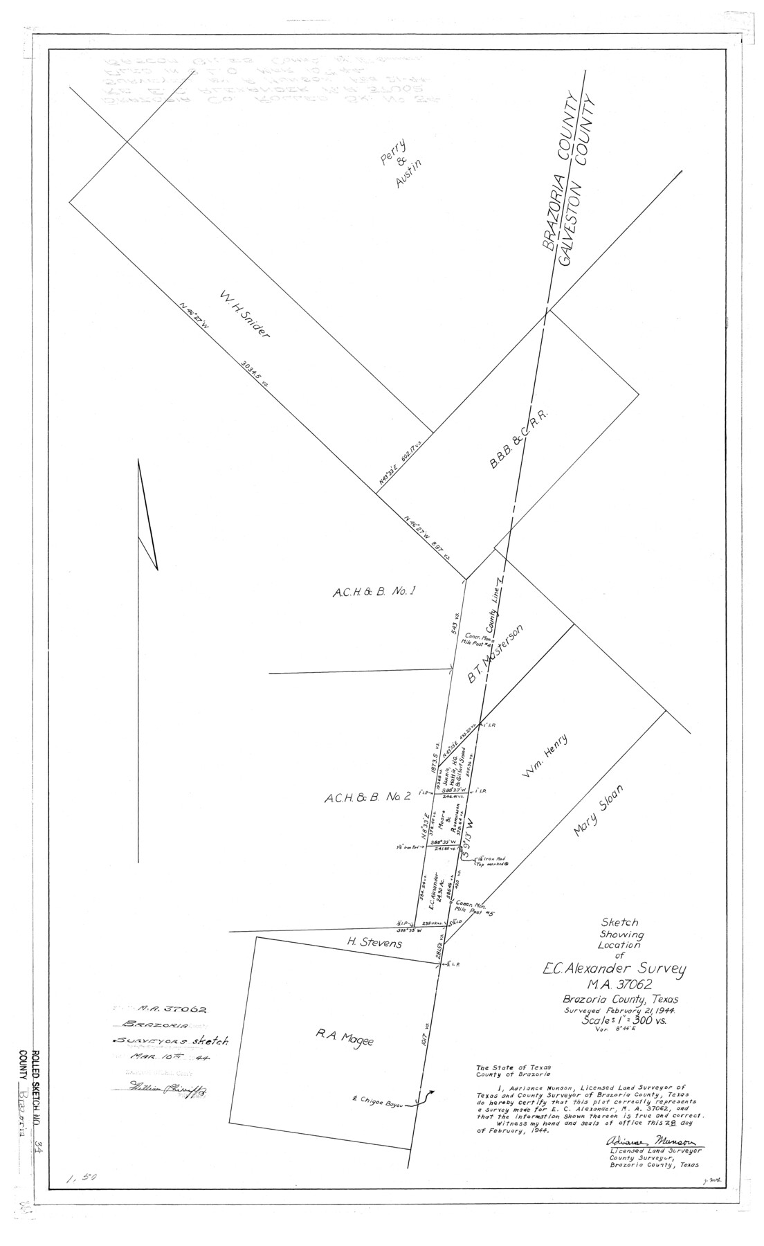 5171, Brazoria County Rolled Sketch 34, General Map Collection