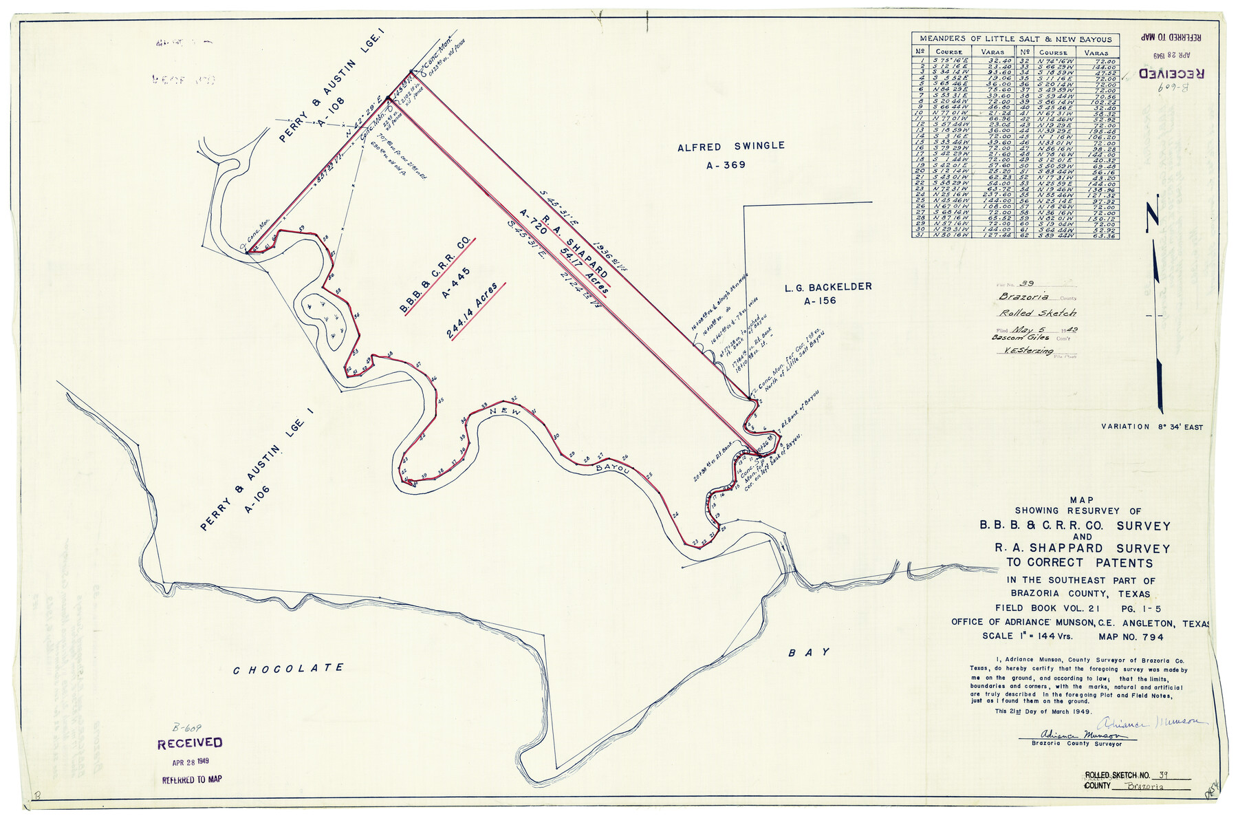 5174, Brazoria County Rolled Sketch 39, General Map Collection

