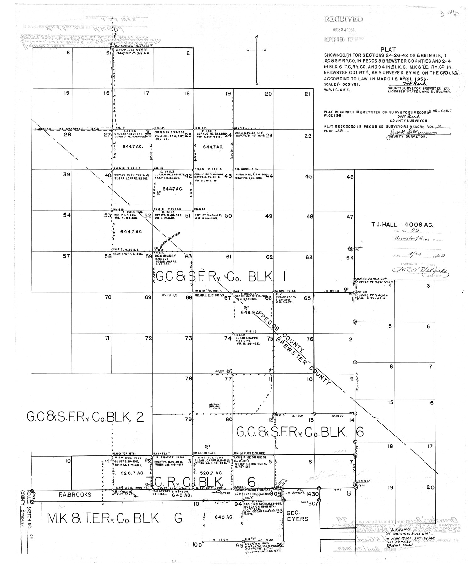 5255, Brewster County Rolled Sketch 99, General Map Collection