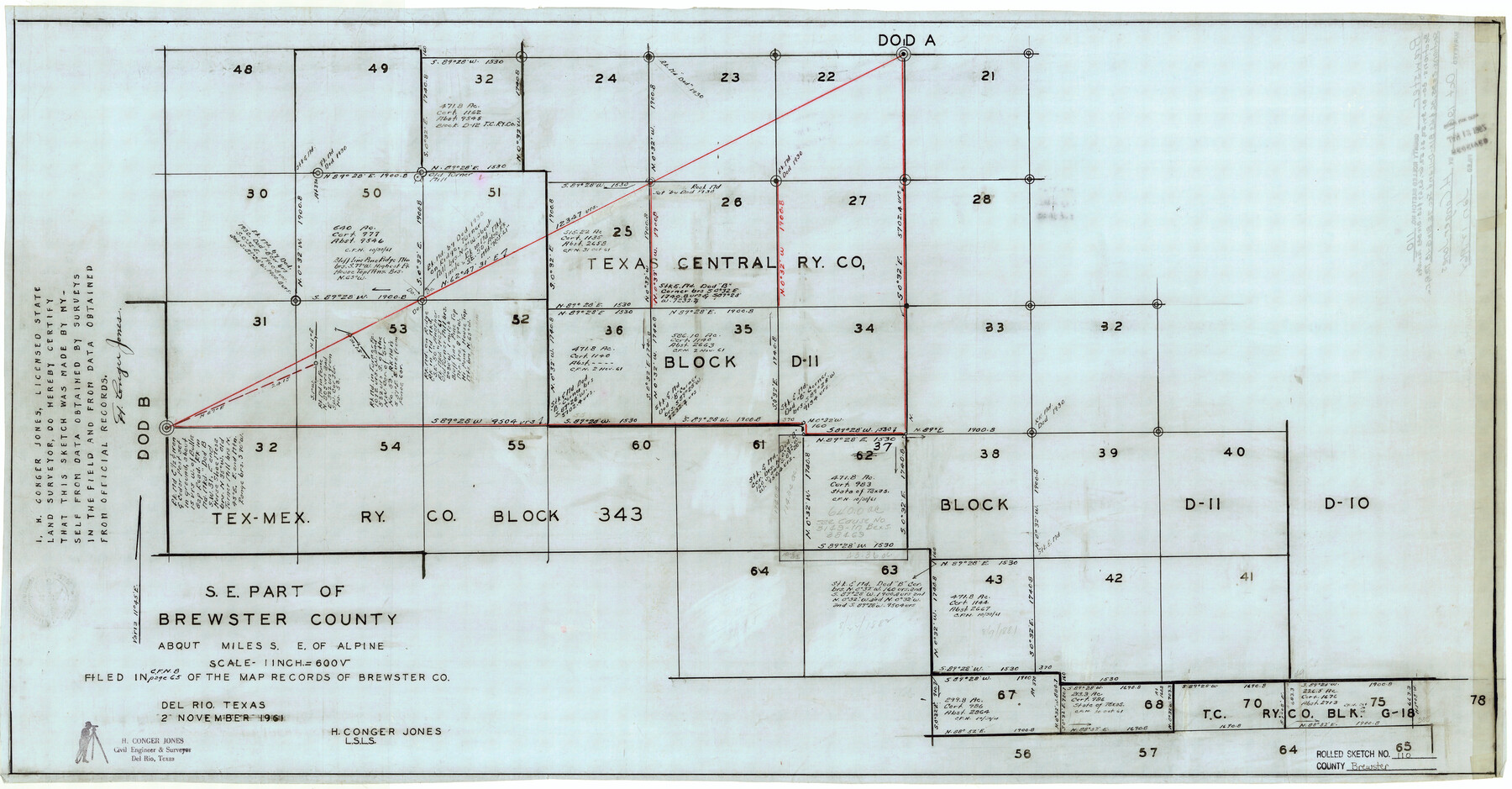 5262, Brewster County Rolled Sketch 110, General Map Collection