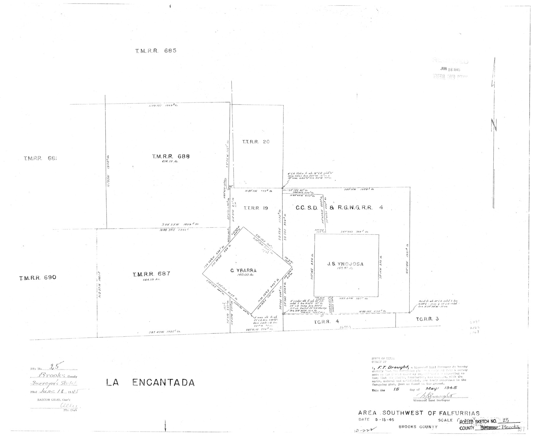 5345, Brooks County Rolled Sketch 25, General Map Collection