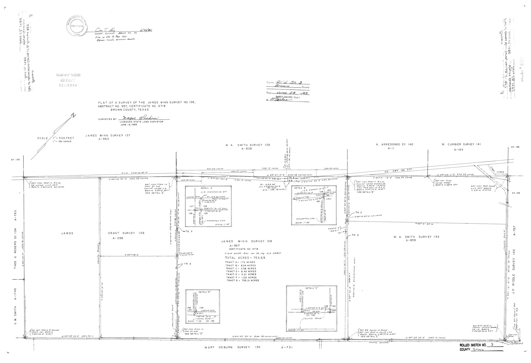 5353, Brown County Rolled Sketch 3, General Map Collection