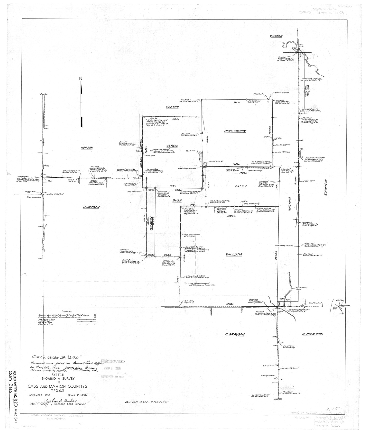 5415, Cass County Rolled Sketch OPD, General Map Collection