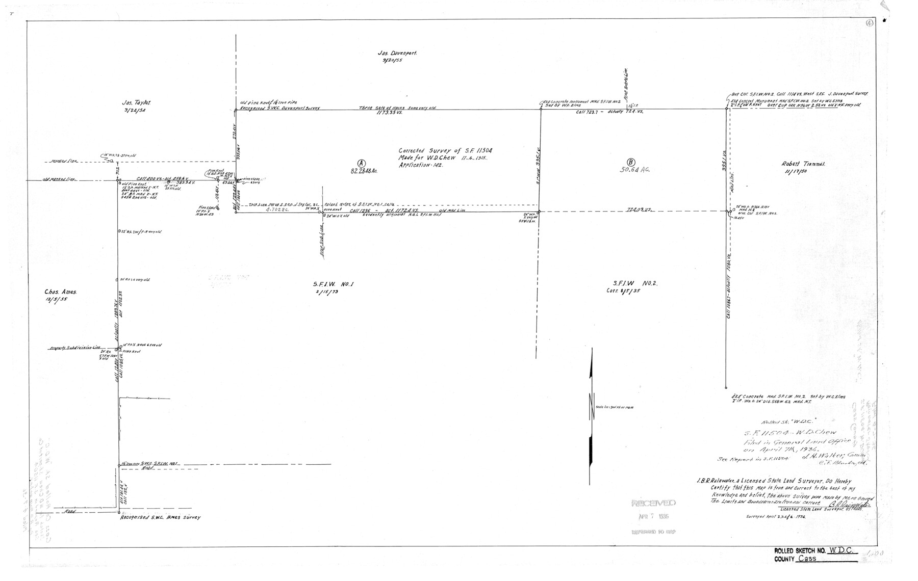 5416, Cass County Rolled Sketch WDC, General Map Collection