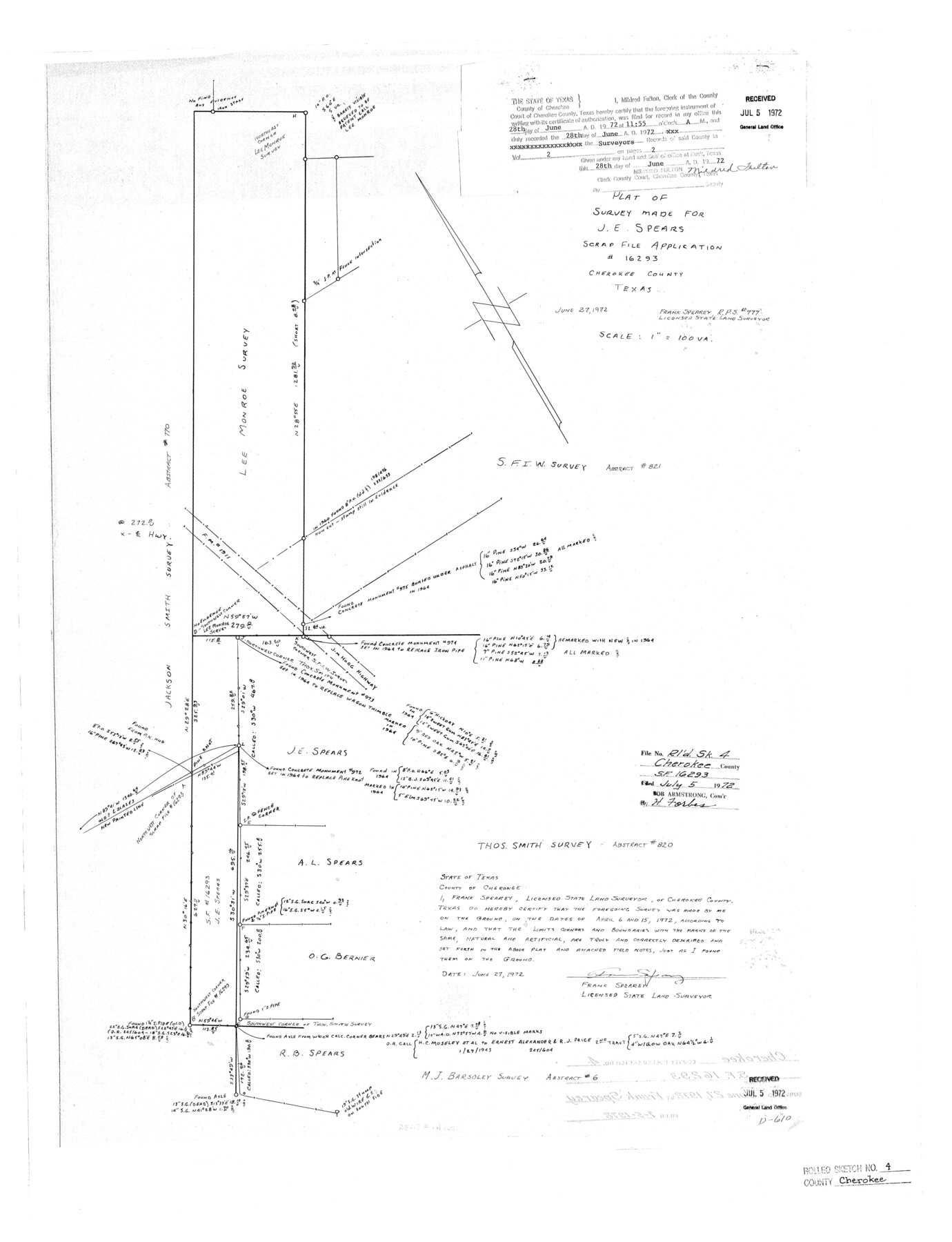 5436, Cherokee County Rolled Sketch 4, General Map Collection