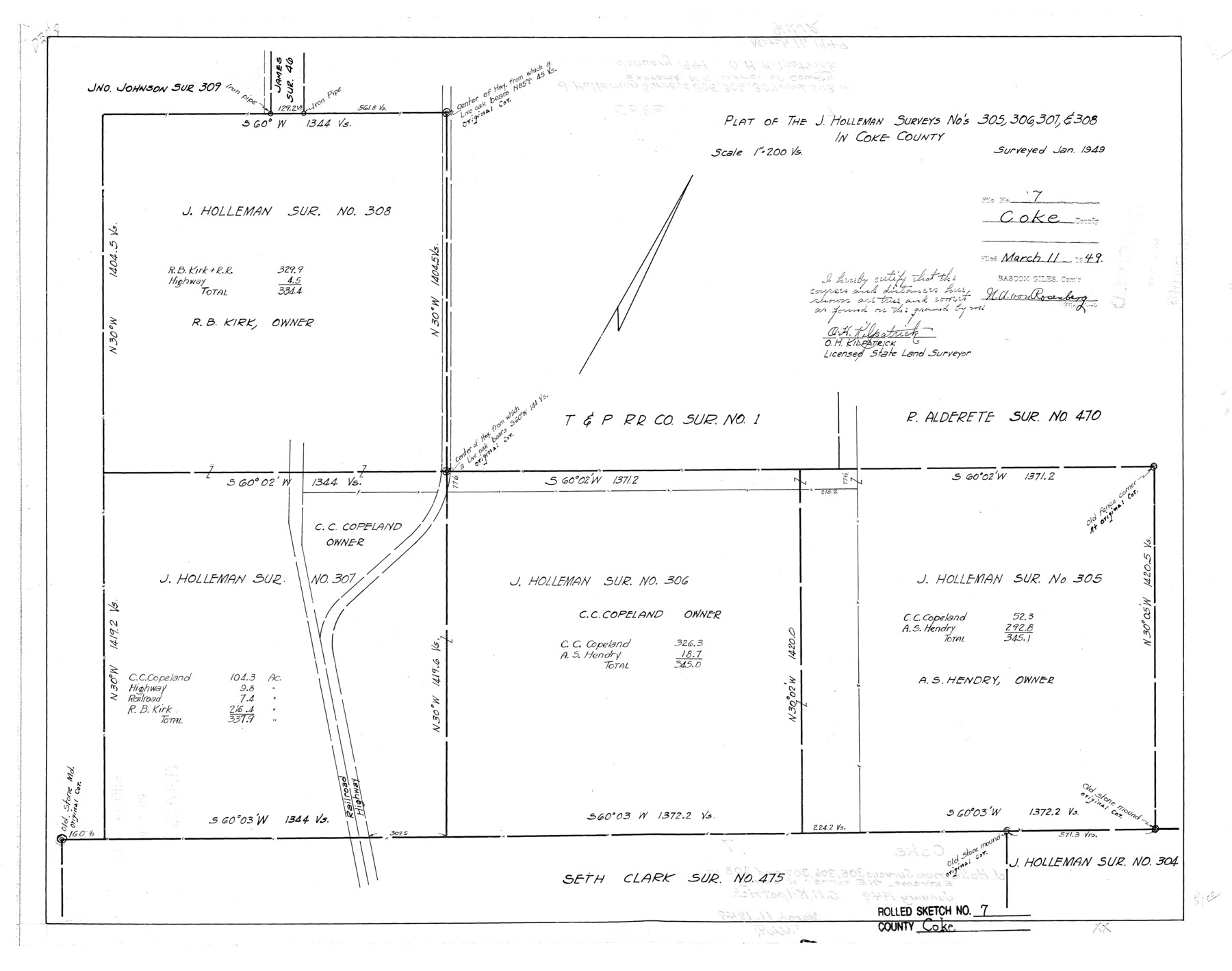 5506, Coke County Rolled Sketch 7, General Map Collection