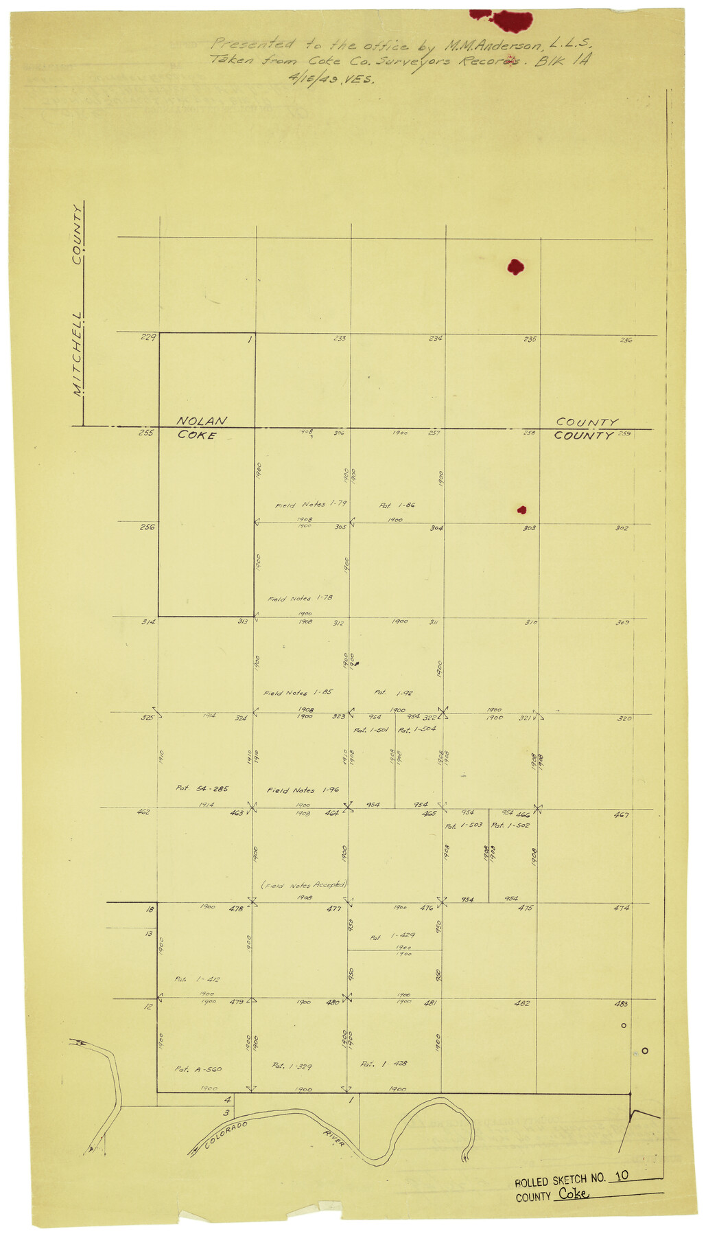 5509, Coke County Rolled Sketch 10, General Map Collection

