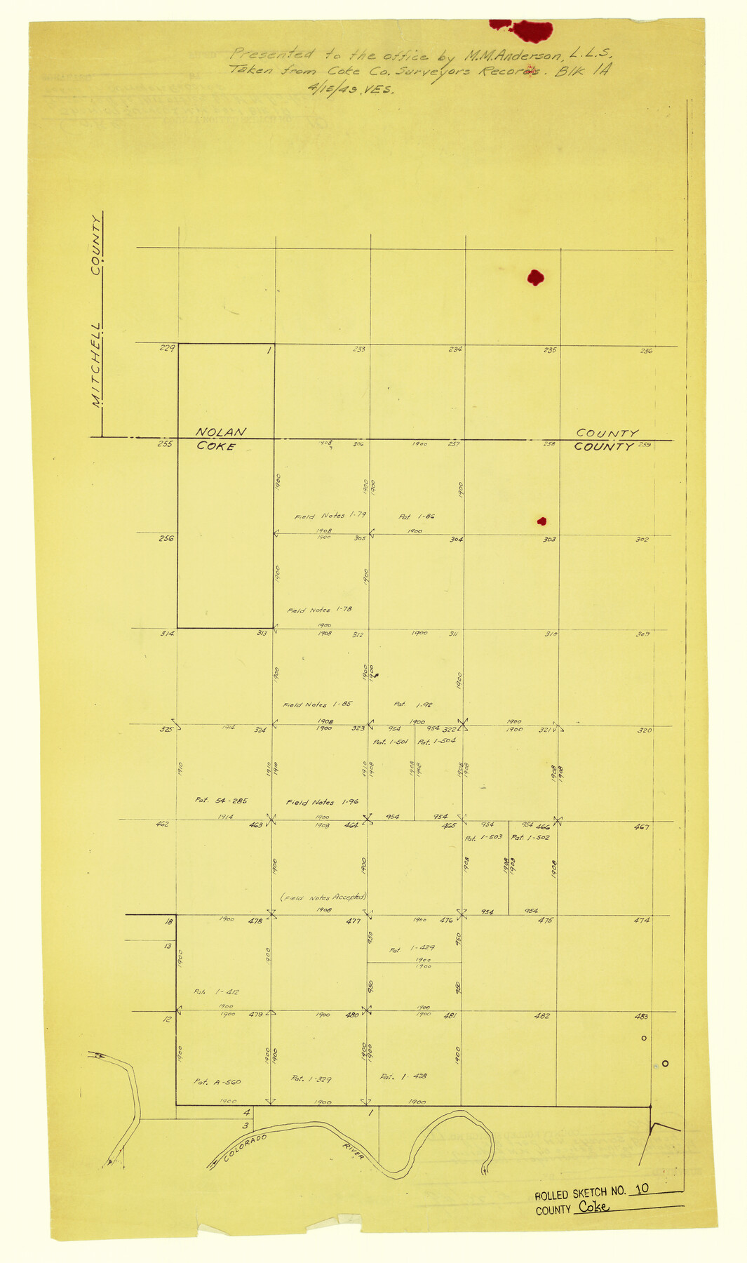 5509, Coke County Rolled Sketch 10, General Map Collection