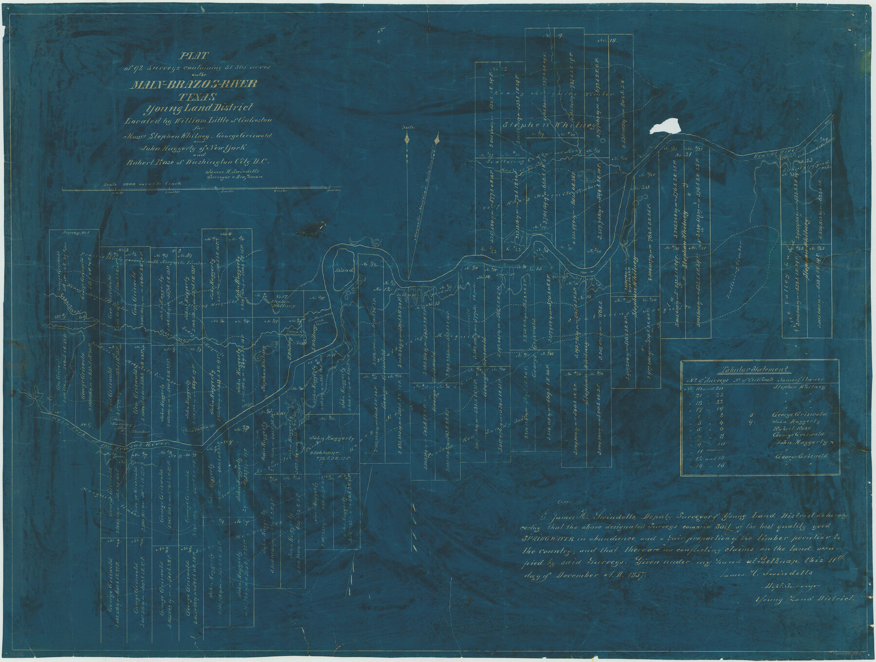 551, Plat of 92 Surveys Containing 51,365 acres on the Main Brazos River, Texas ,Young Land District, Maddox Collection