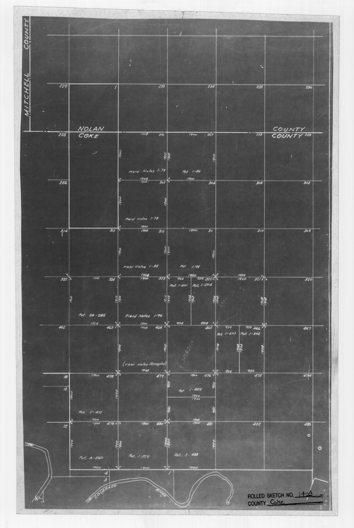 5515, Coke County Rolled Sketch 14A, General Map Collection