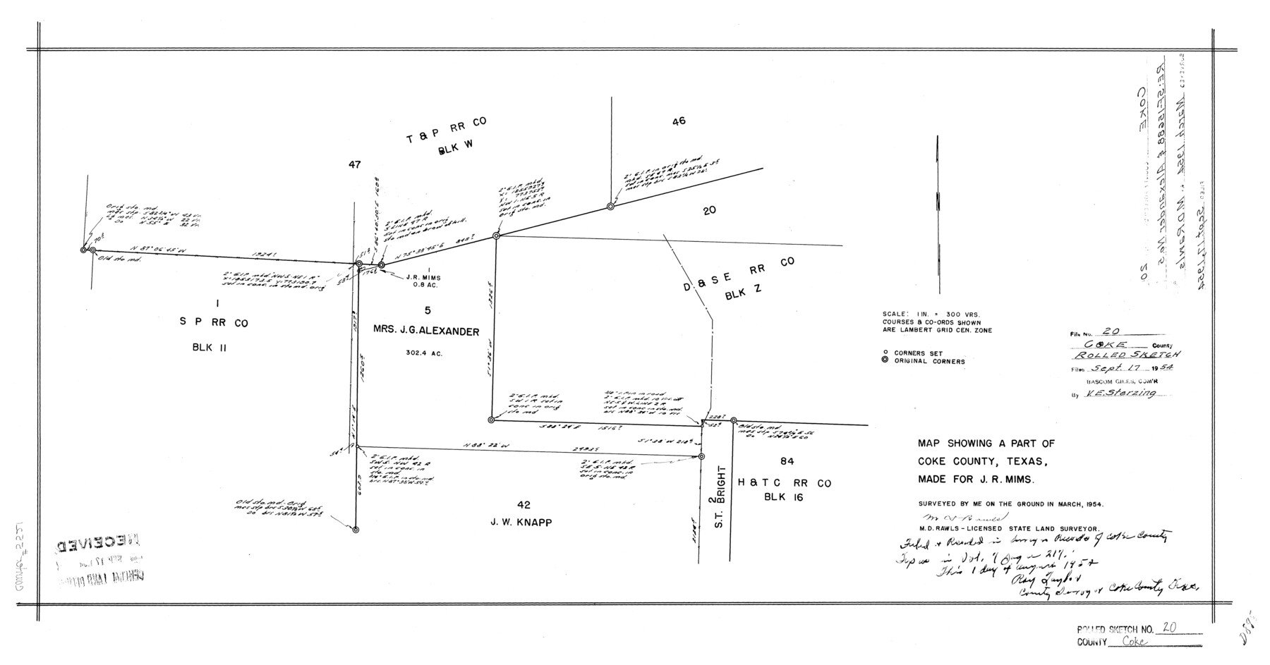 5521, Coke County Rolled Sketch 20, General Map Collection