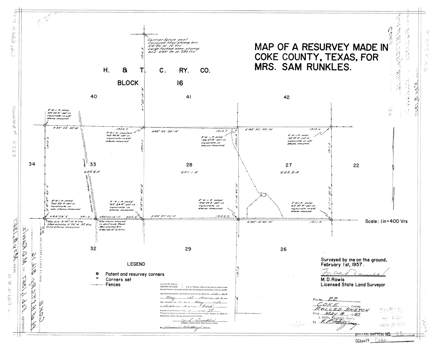 5523, Coke County Rolled Sketch 22, General Map Collection