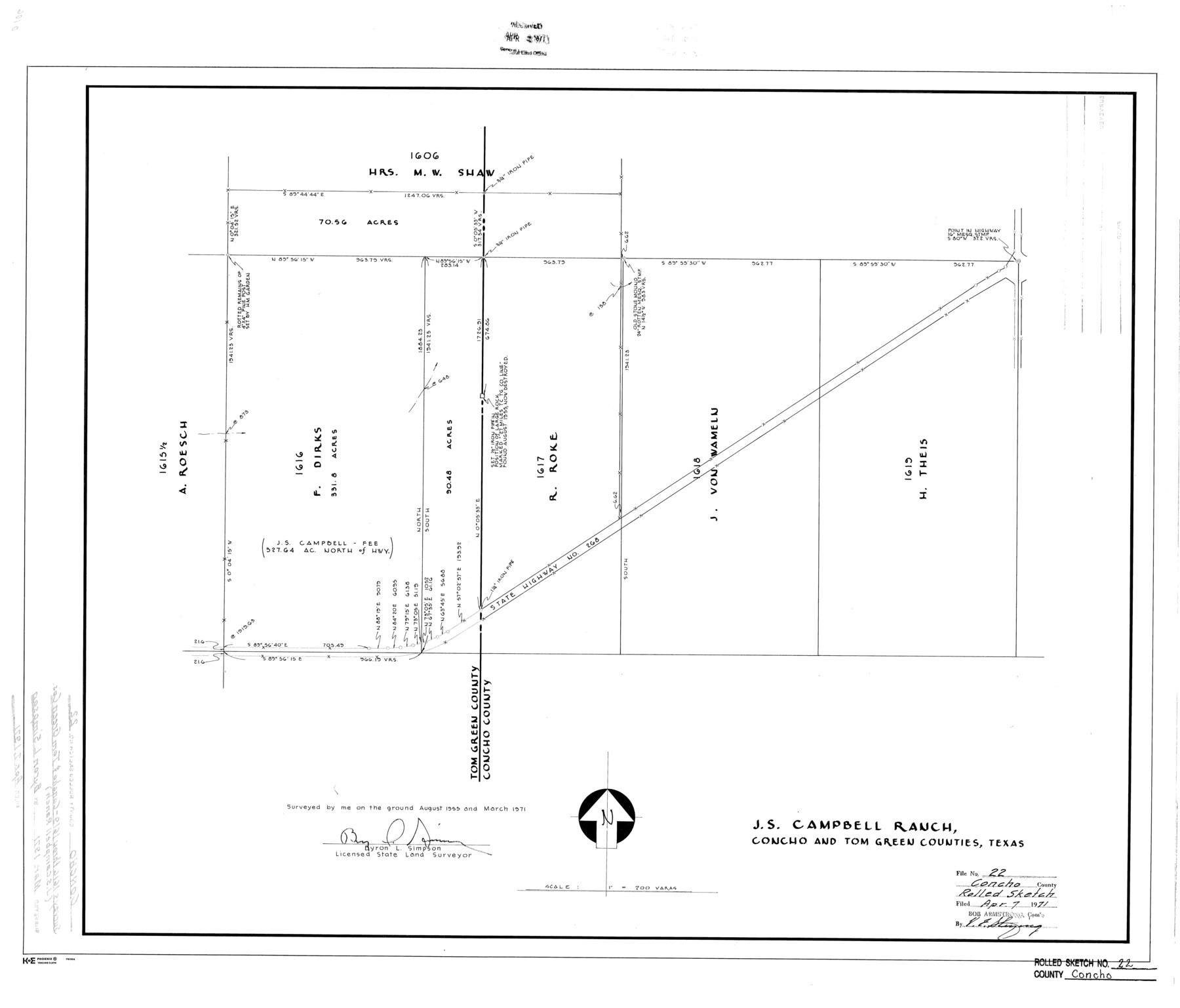 5555, Concho County Rolled Sketch 22, General Map Collection