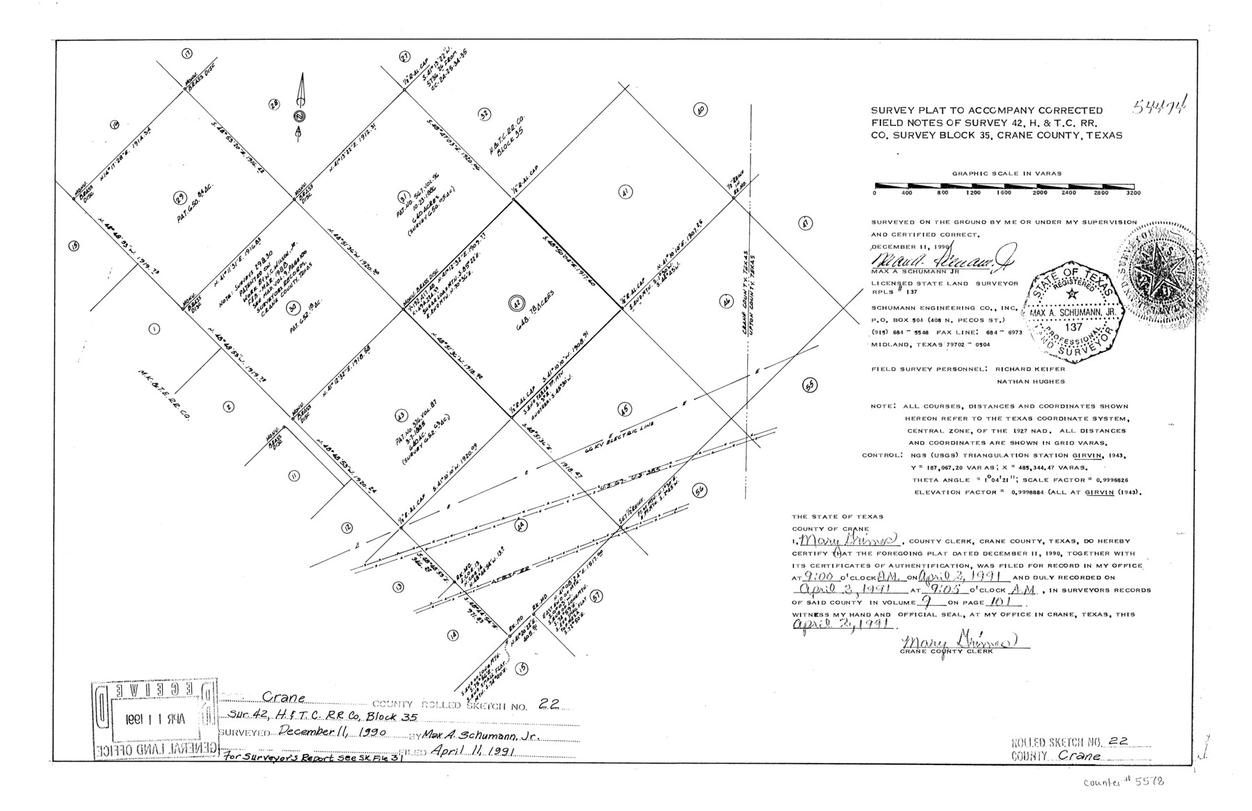 5578, Crane County Rolled Sketch 22, General Map Collection