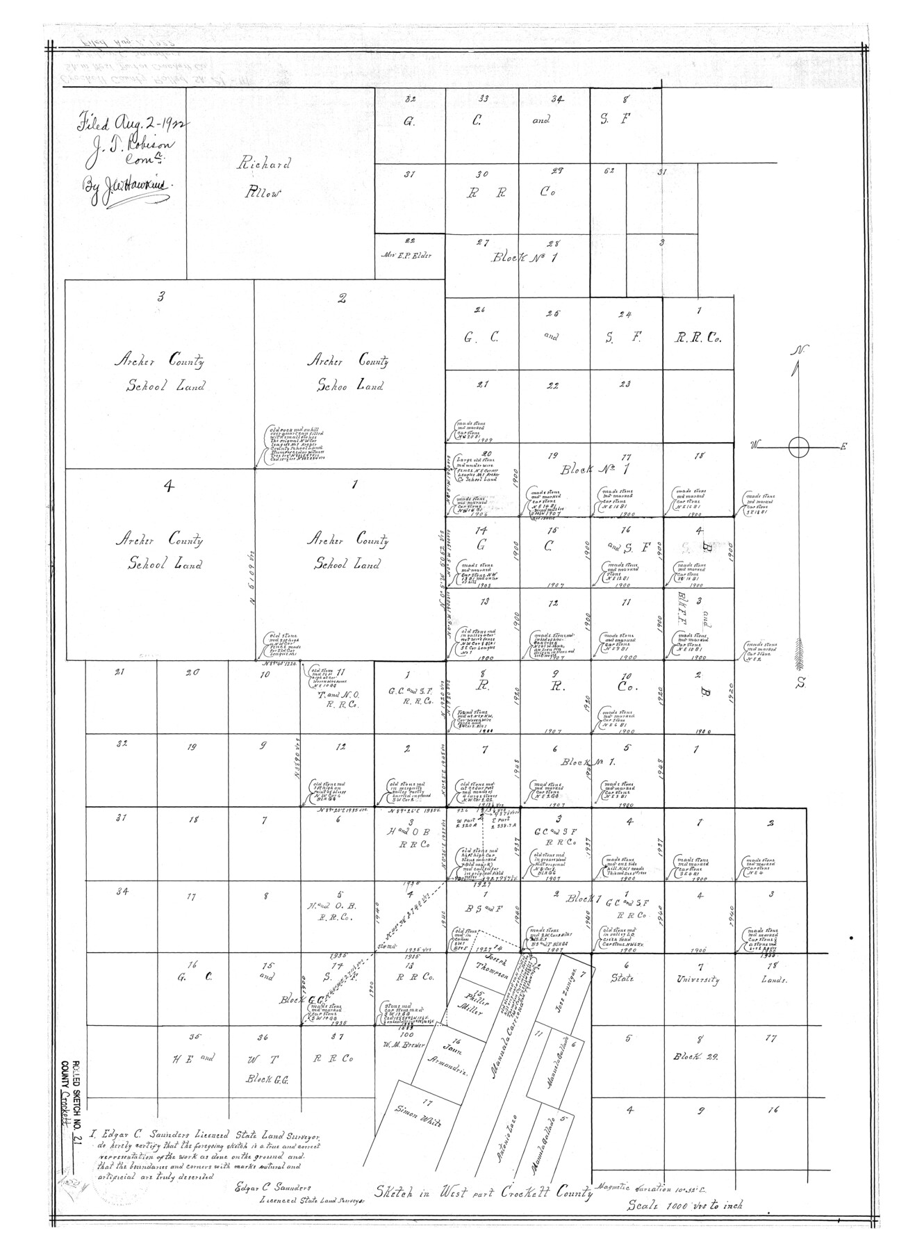 5582, Crockett County Rolled Sketch 21, General Map Collection