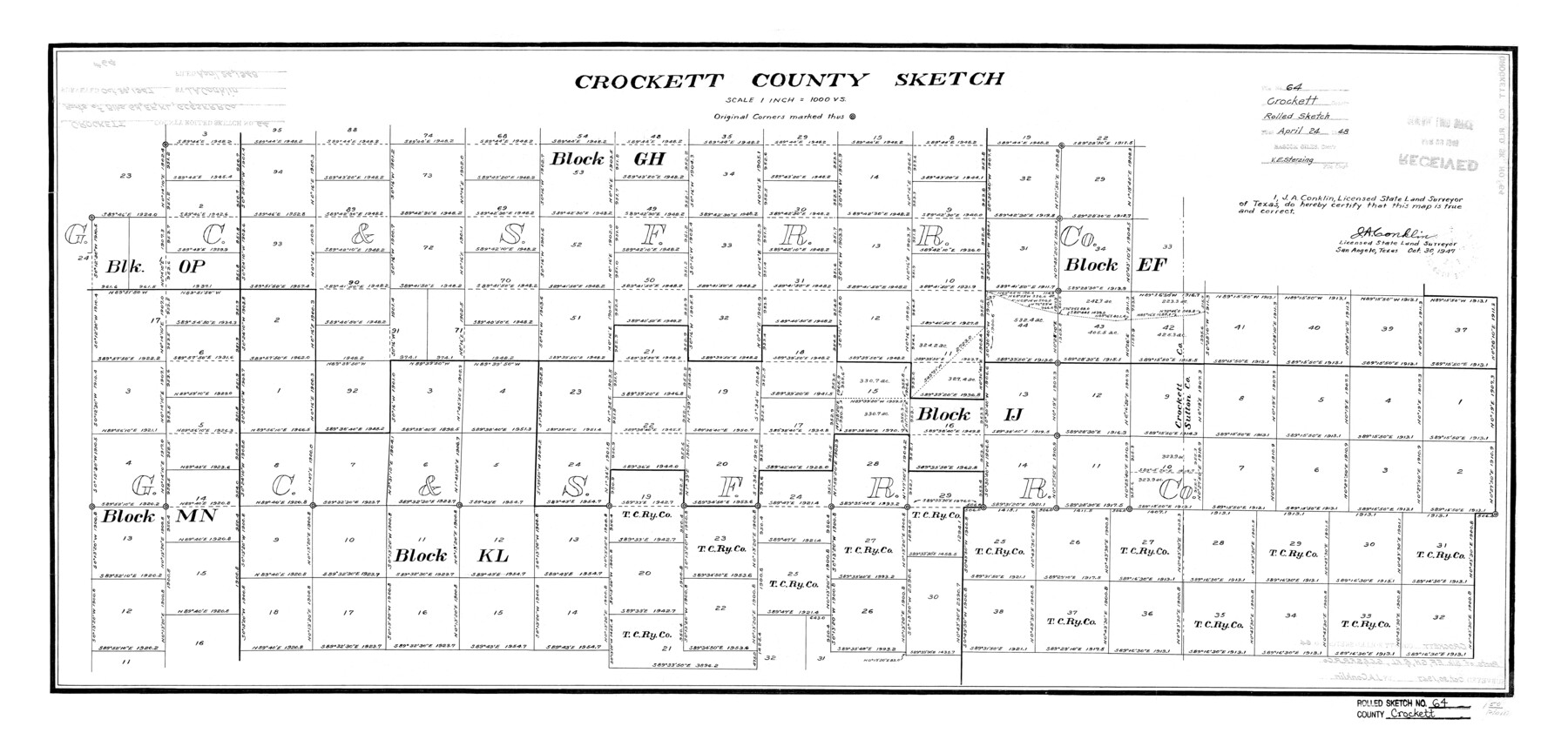 5607, Crockett County Rolled Sketch 64, General Map Collection