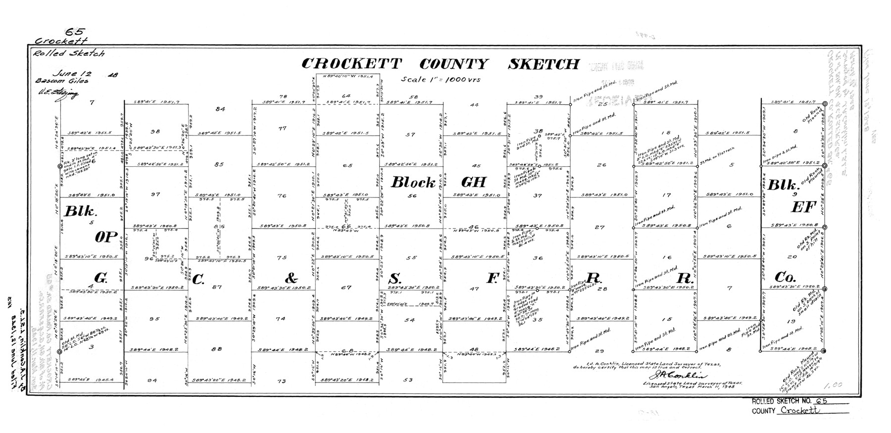 5608, Crockett County Rolled Sketch 65, General Map Collection