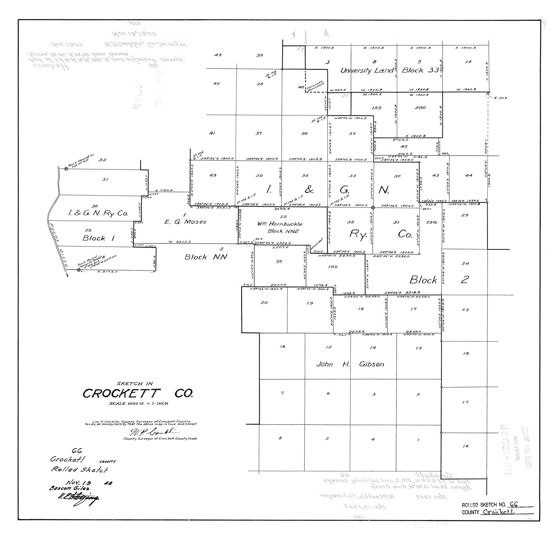 5609, Crockett County Rolled Sketch 66, General Map Collection