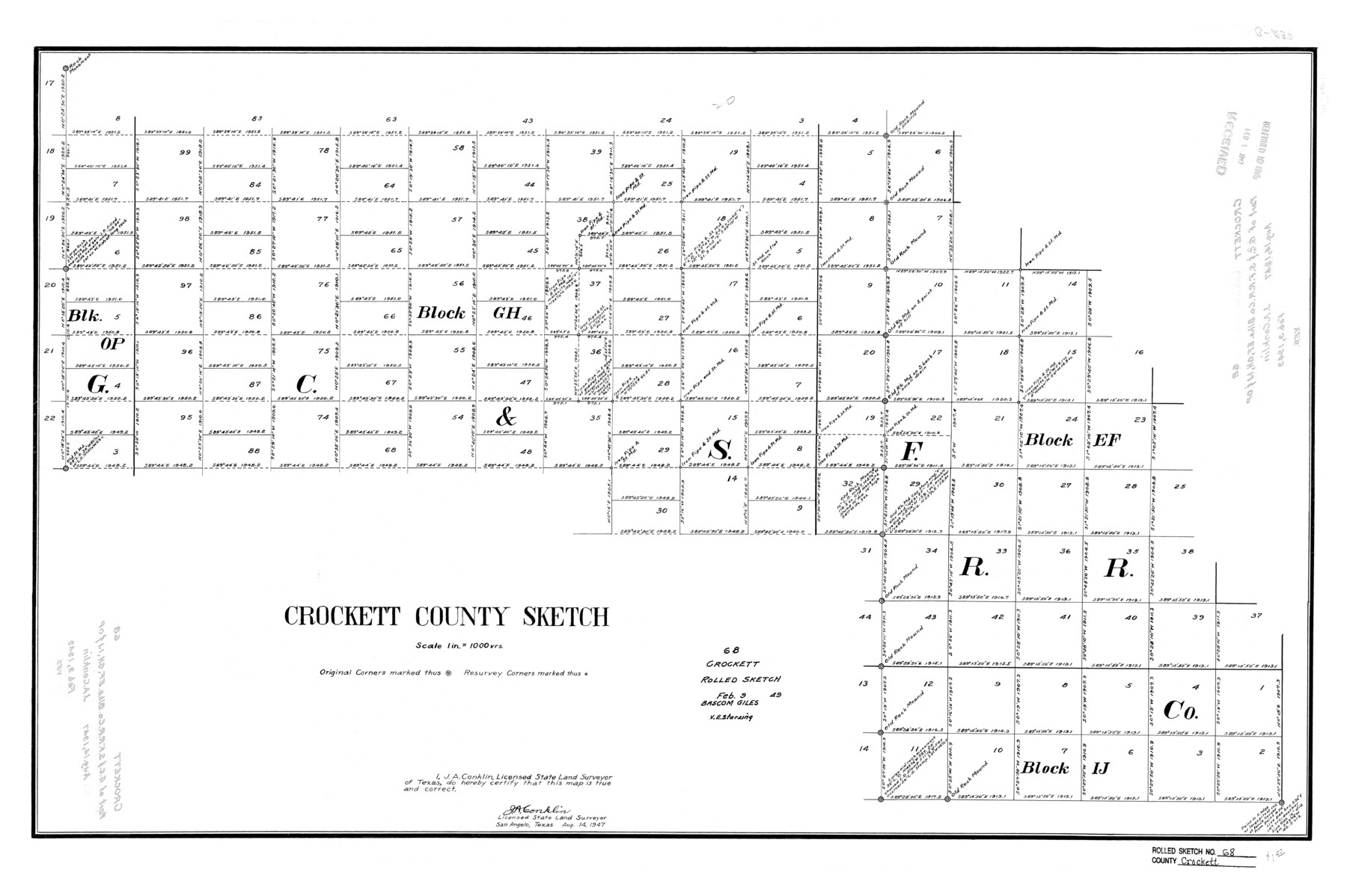 5611, Crockett County Rolled Sketch 68, General Map Collection

