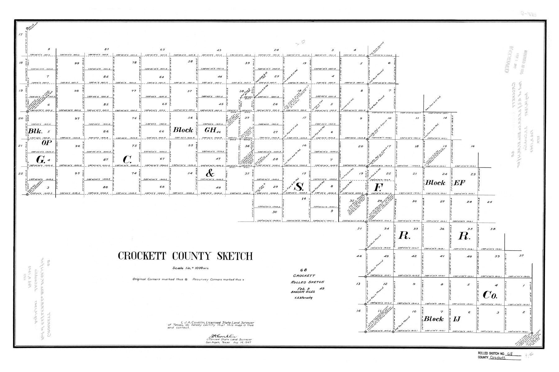 5611, Crockett County Rolled Sketch 68, General Map Collection