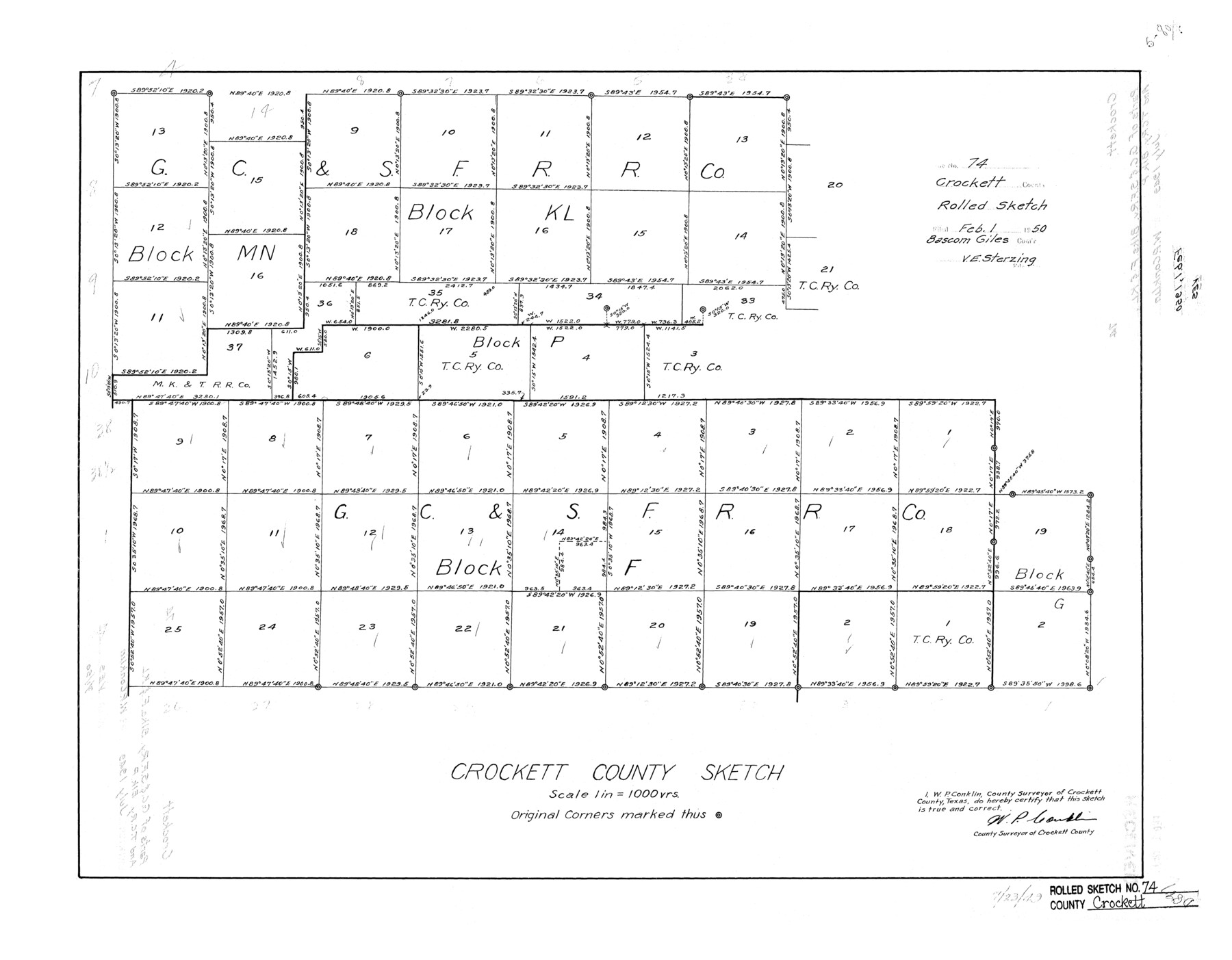 5615, Crockett County Rolled Sketch 74, General Map Collection