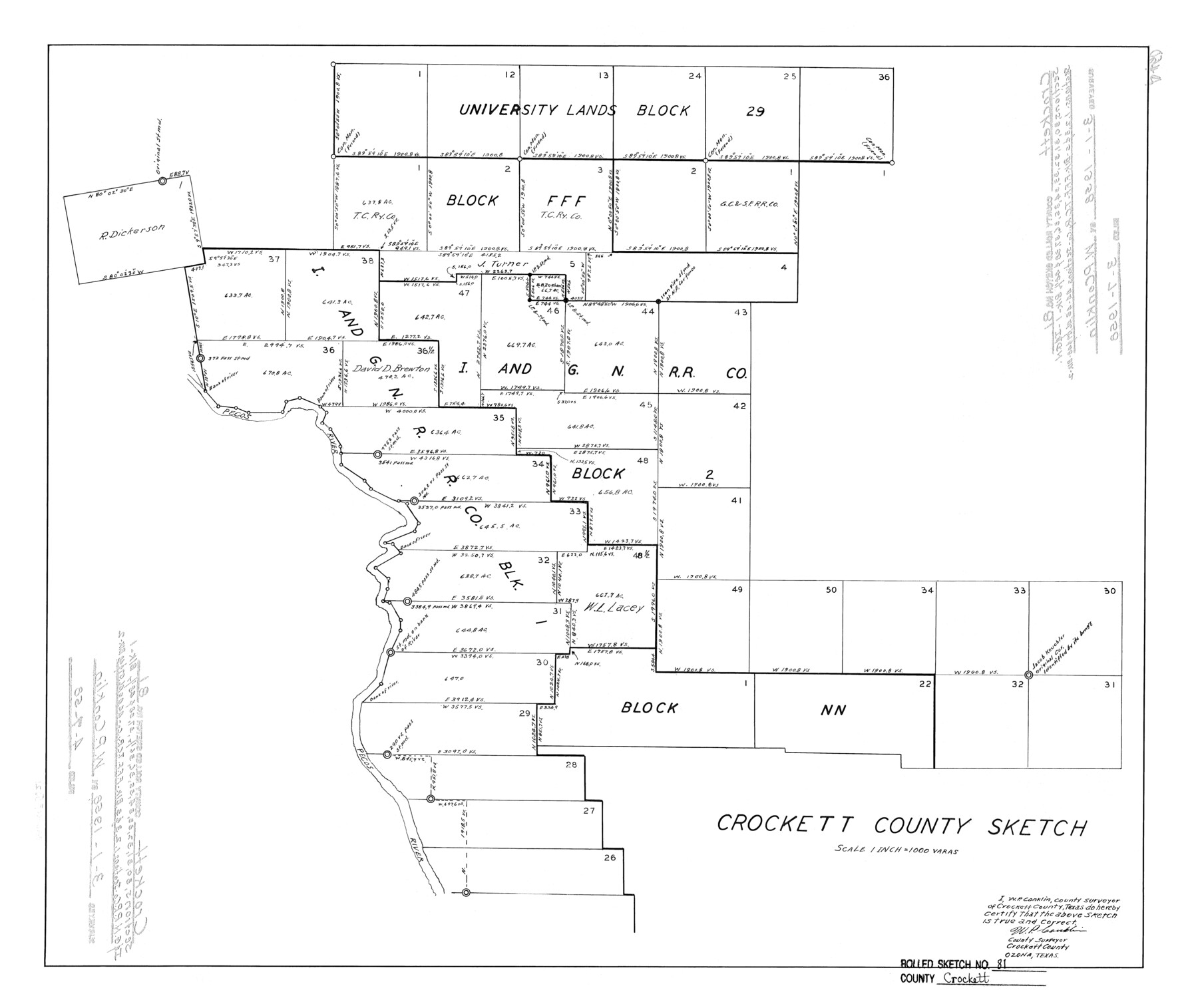 5621, Crockett County Rolled Sketch 81, General Map Collection