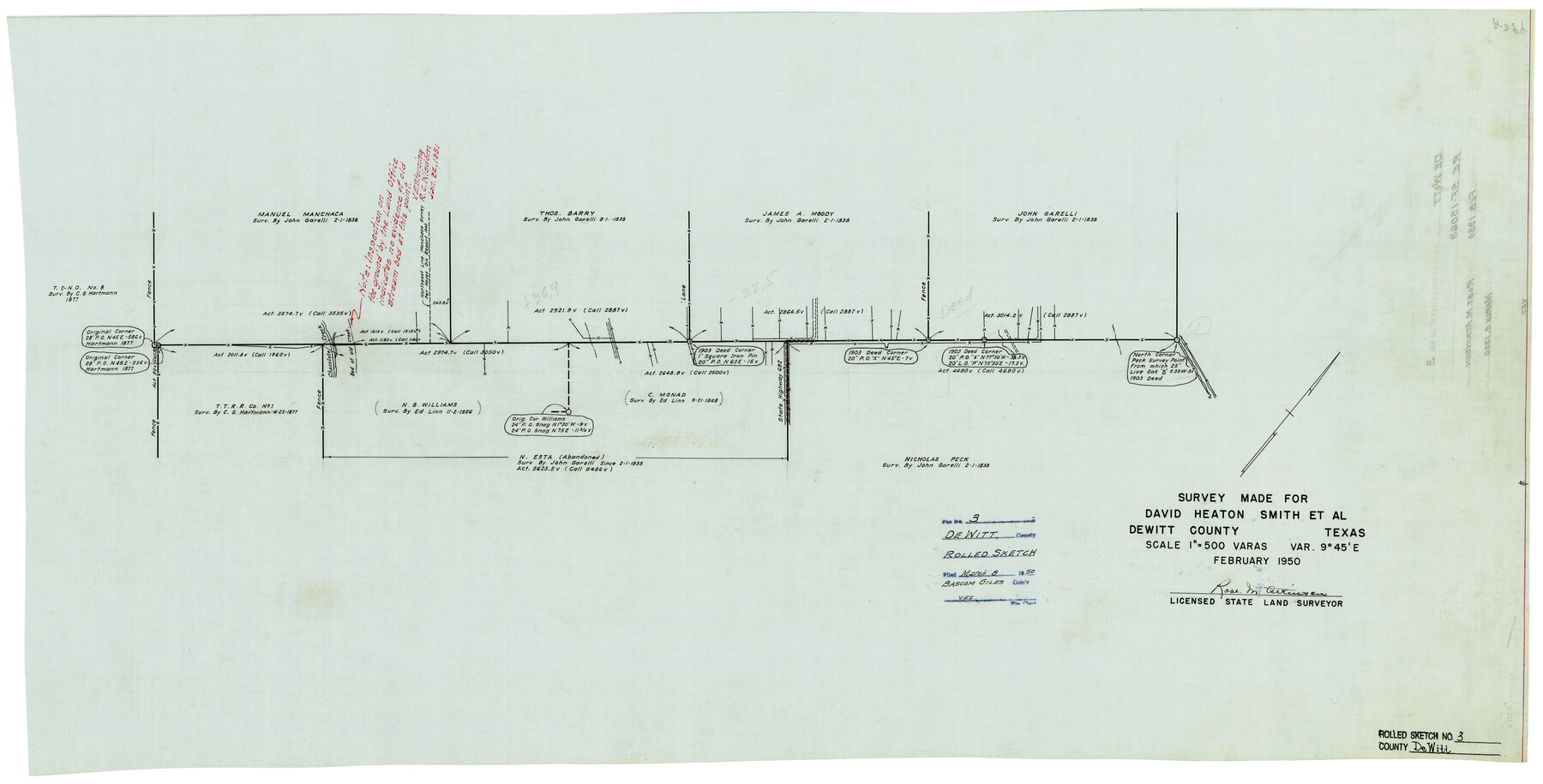 5703, DeWitt County Rolled Sketch 3, General Map Collection
